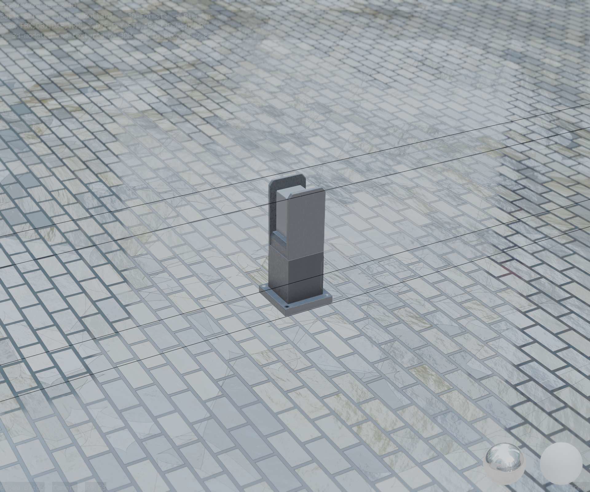 Street Light 8 Bollard 350mm Basic Version 1 Low-poly 3D model_2