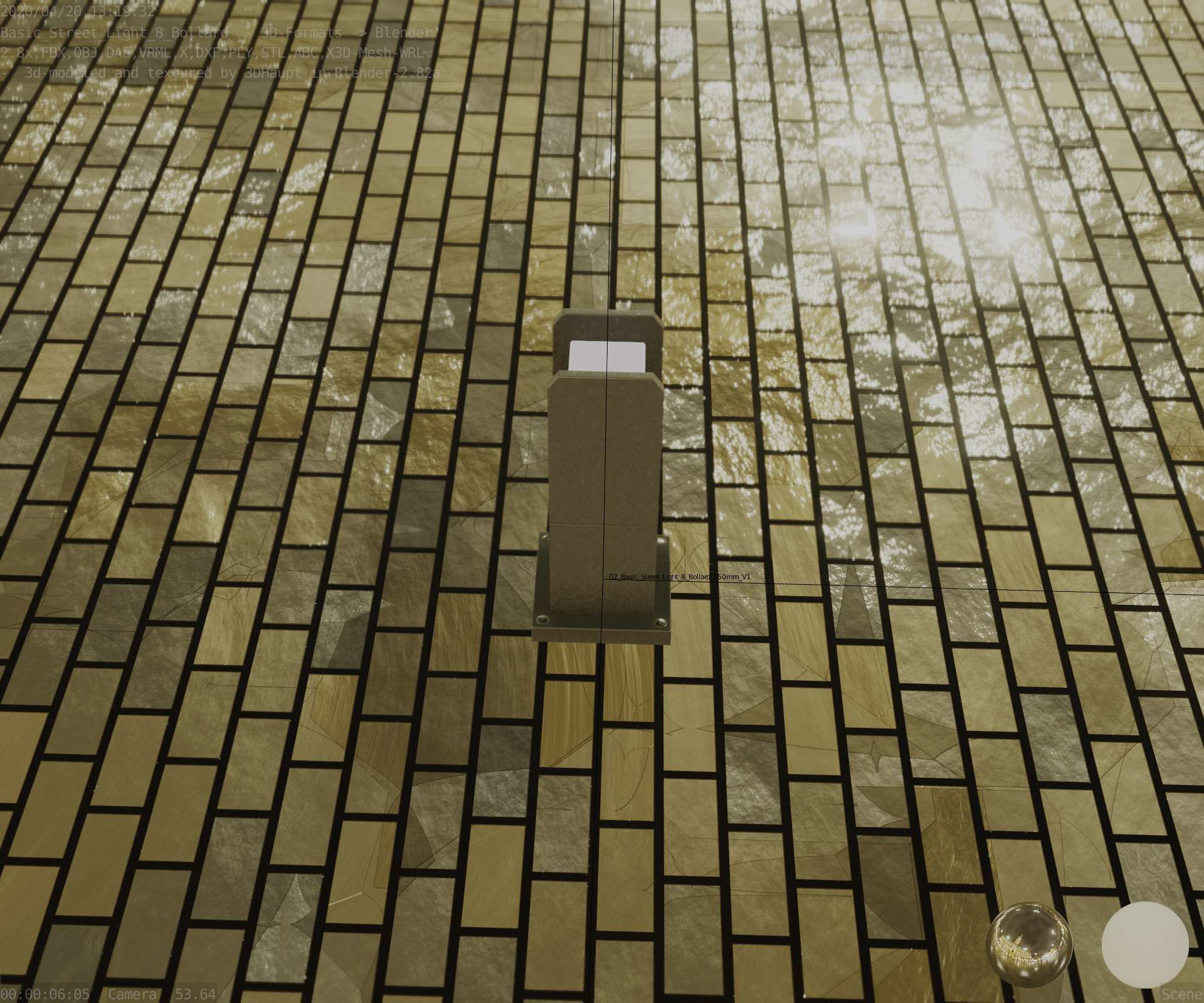Street Light 8 Bollard 350mm Basic Version 1 Low-poly 3D model_72
