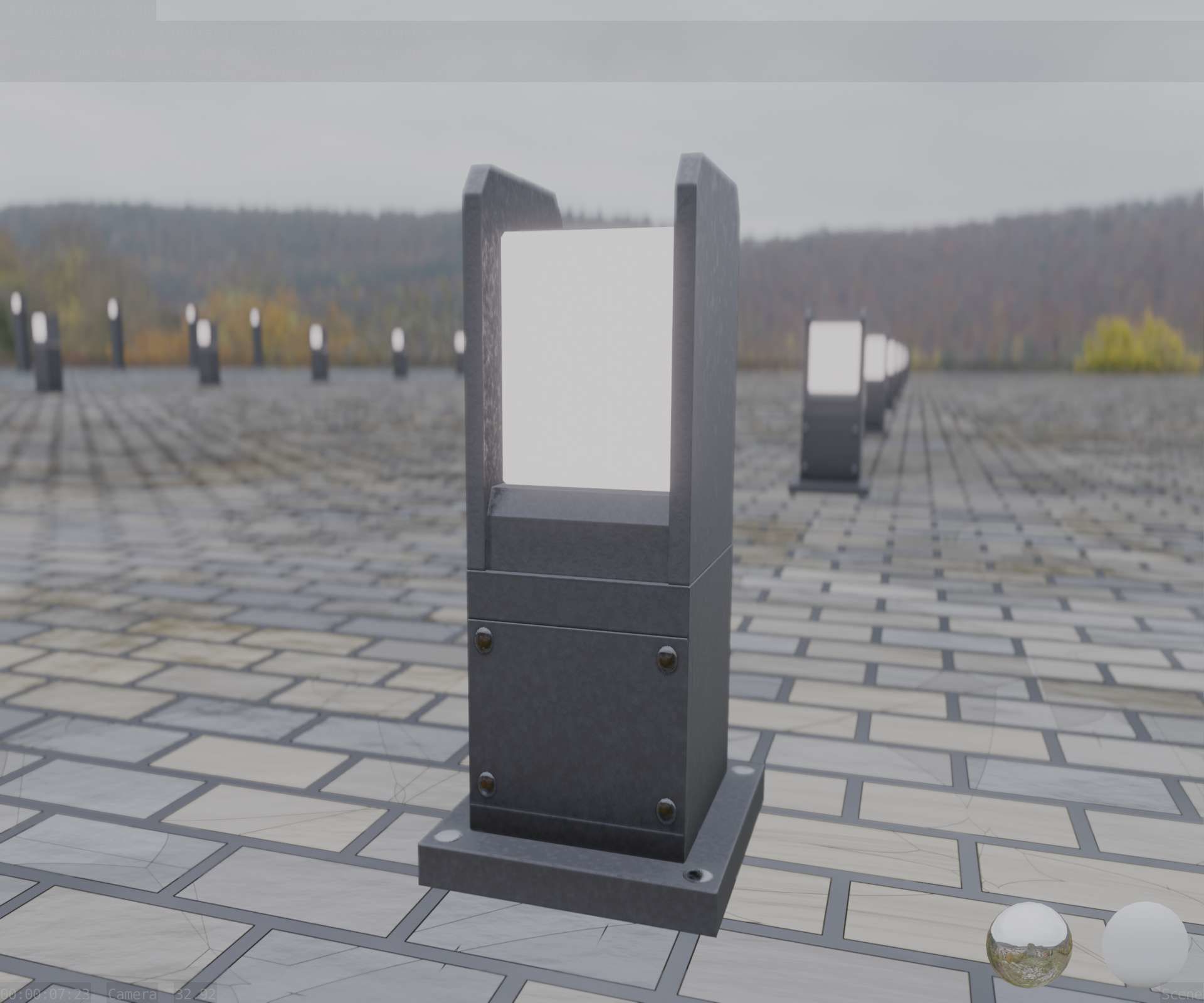 Street Light 8 Bollard 350mm Basic Version 1 Low-poly 3D model_19