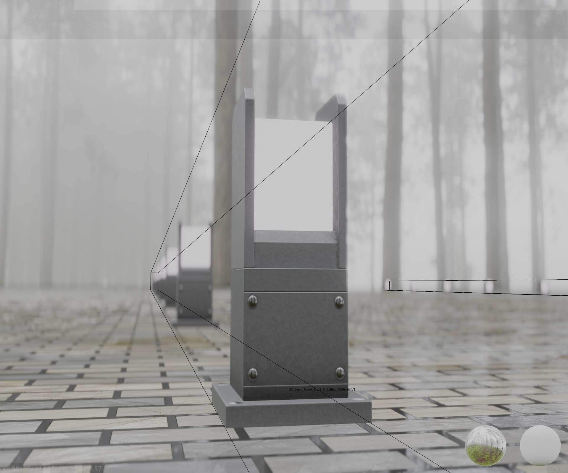 Street Light 8 Bollard 350mm Basic Version 1 Low-poly 3D model_54