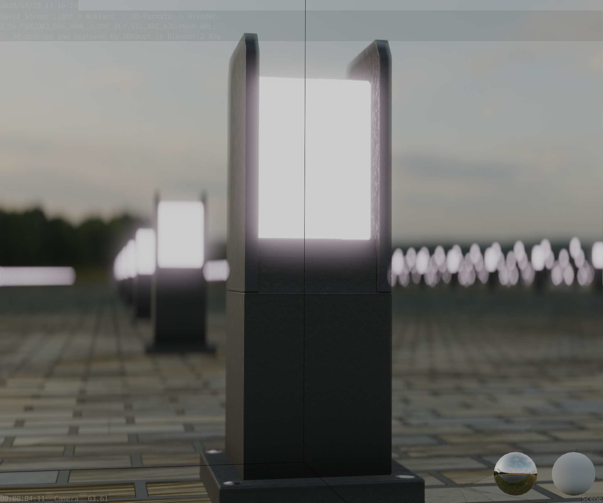 Street Light 8 Bollard 350mm Basic Version 1 Low-poly 3D model_31