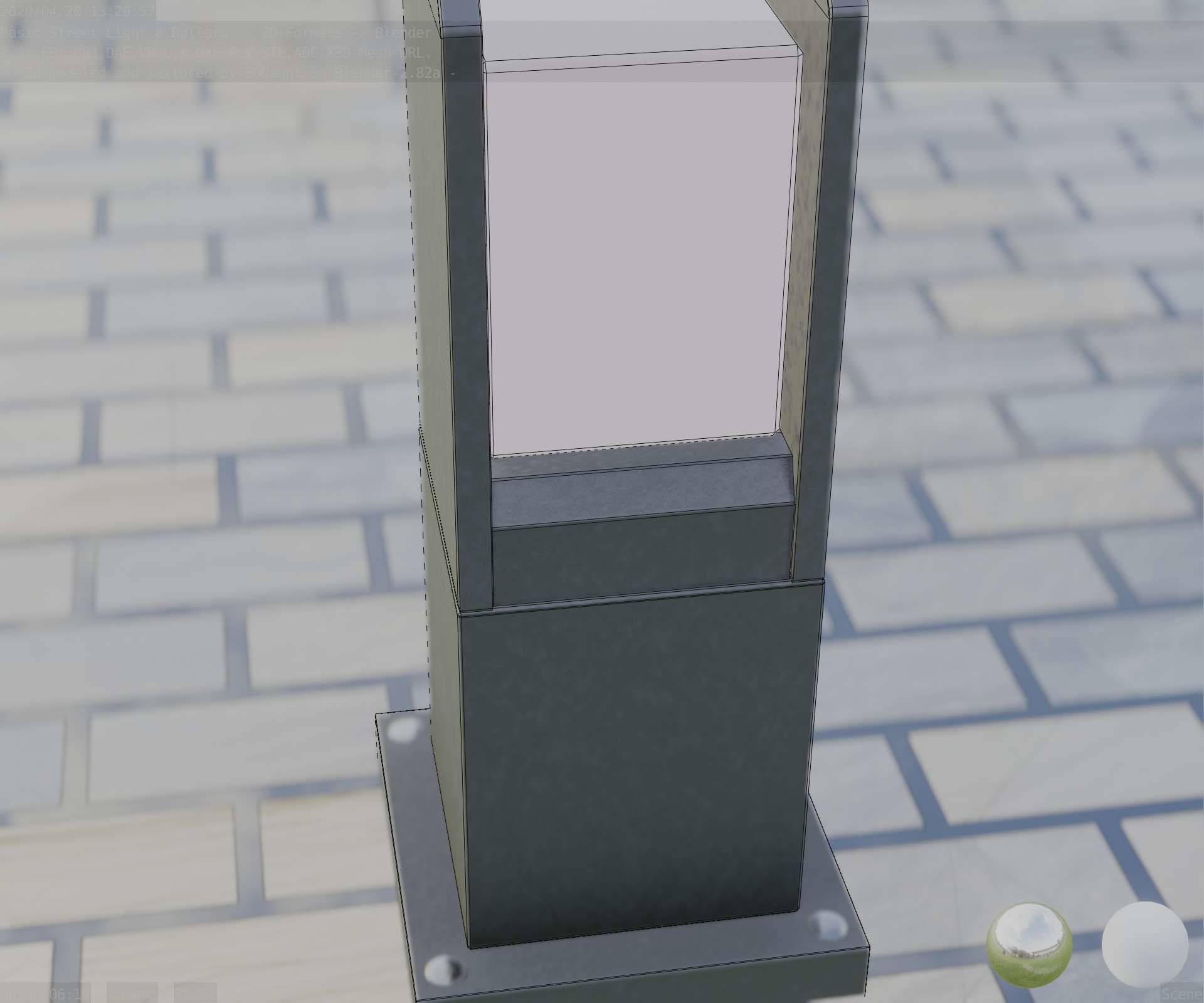 Street Light 8 Bollard 350mm Basic Version 1 Low-poly 3D model_86