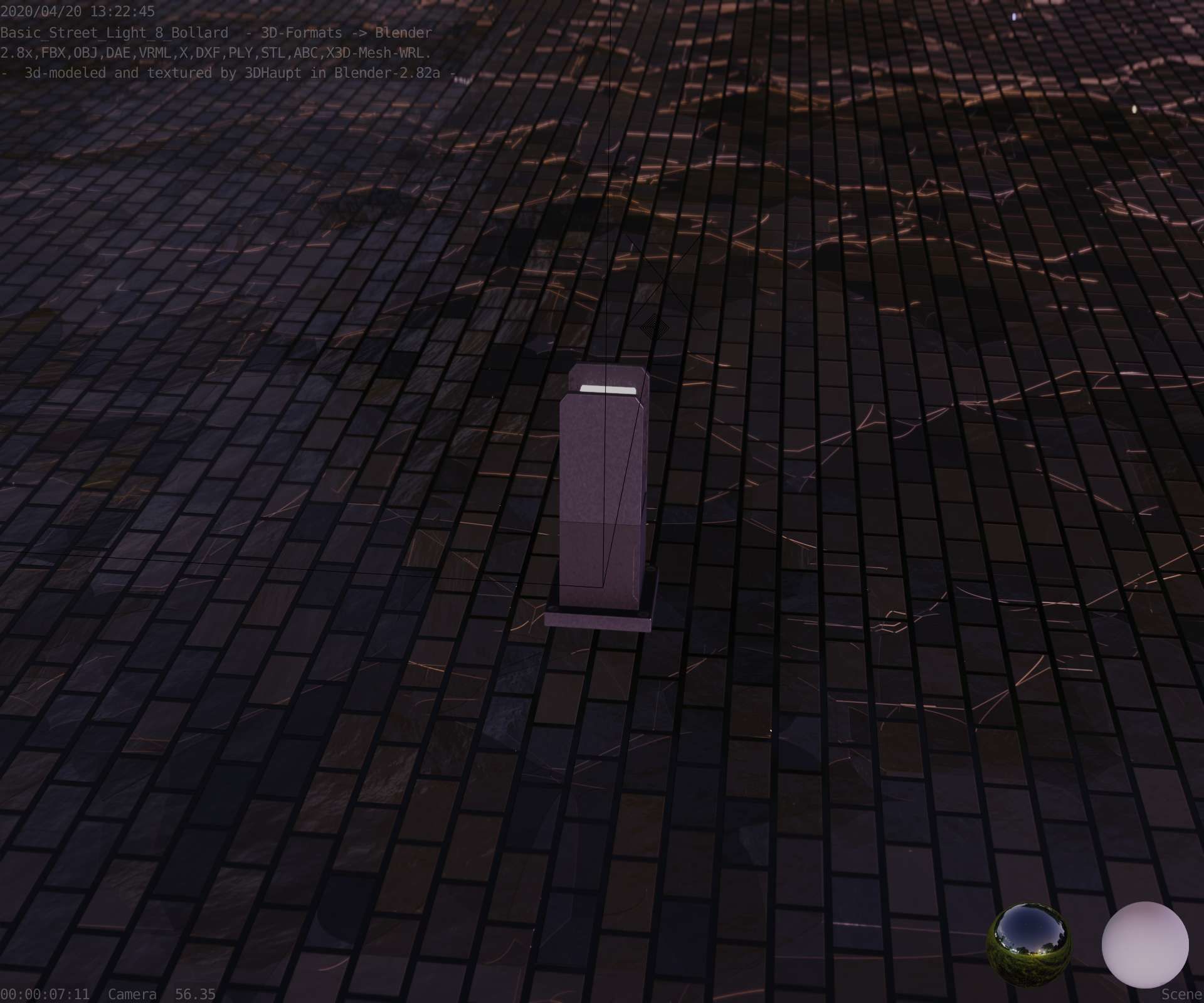 Street Light 8 Bollard 350mm Basic Version 1 Low-poly 3D model_7