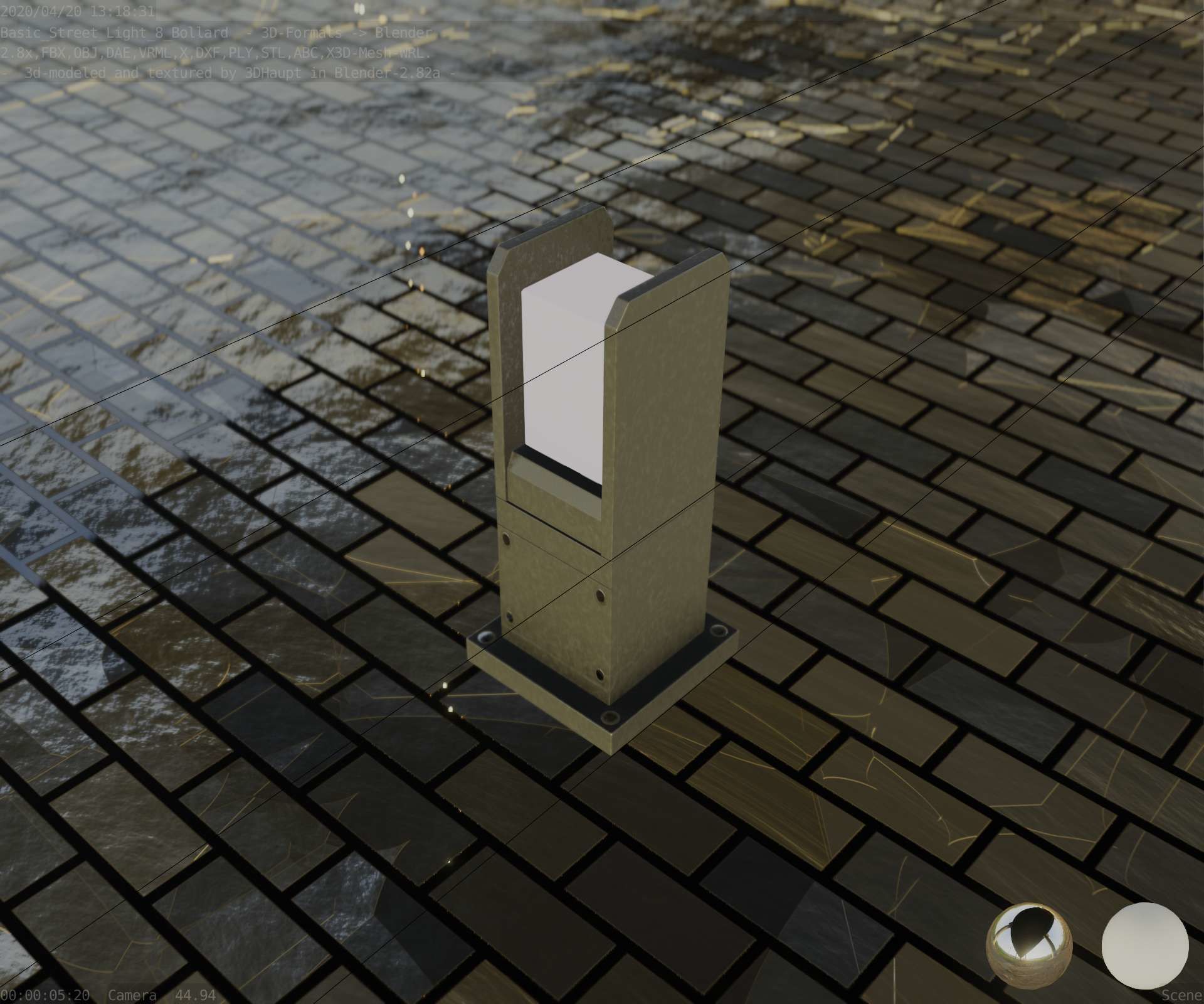Street Light 8 Bollard 350mm Basic Version 1 Low-poly 3D model_63