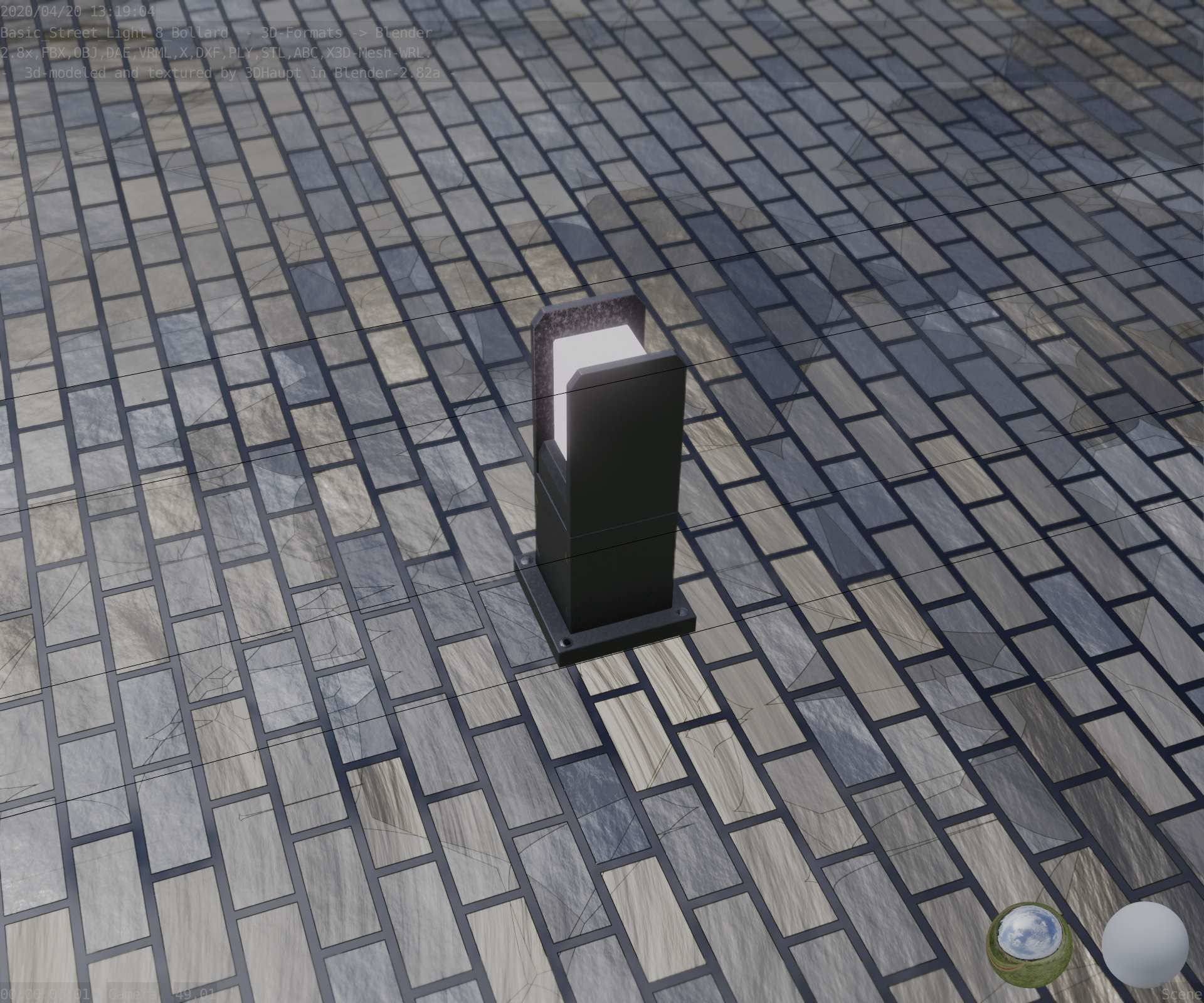 Street Light 8 Bollard 350mm Basic Version 1 Low-poly 3D model_68