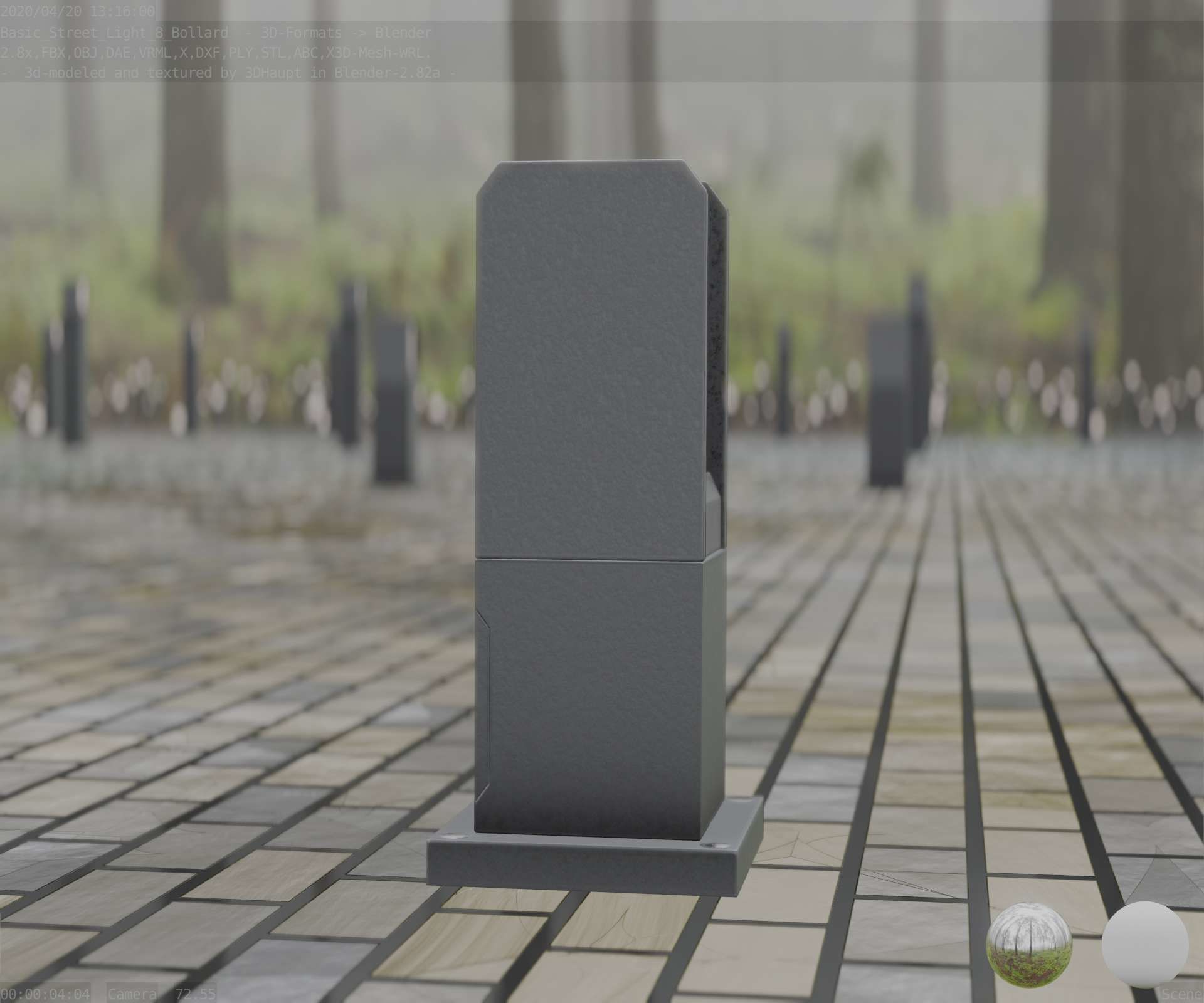 Street Light 8 Bollard 350mm Basic Version 1 Low-poly 3D model_24