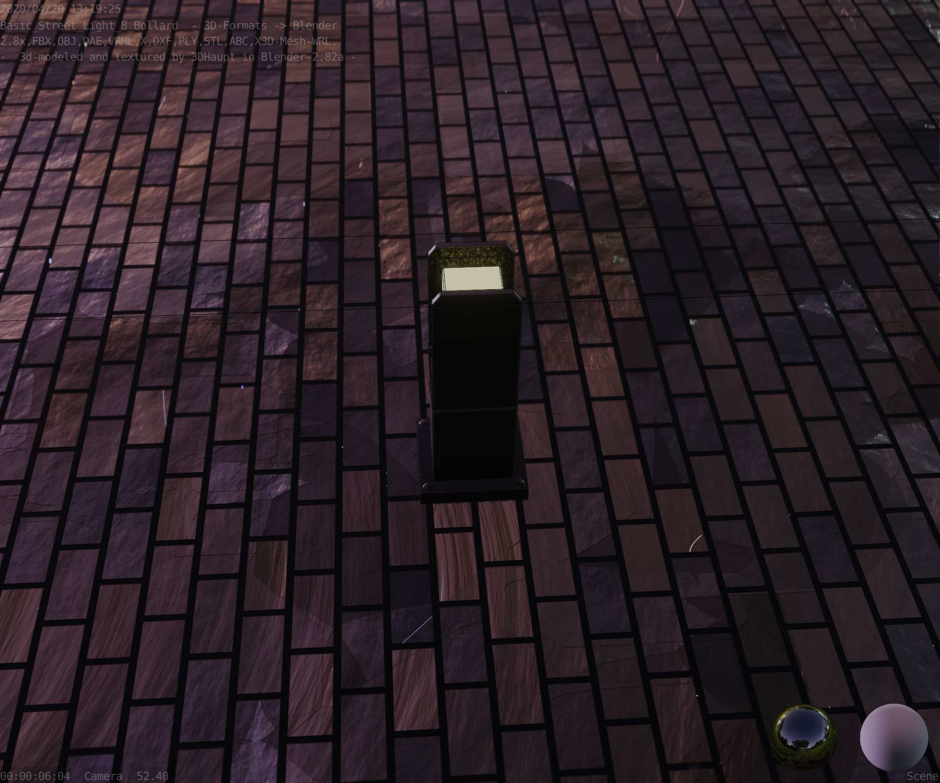 Street Light 8 Bollard 350mm Basic Version 1 Low-poly 3D model_71