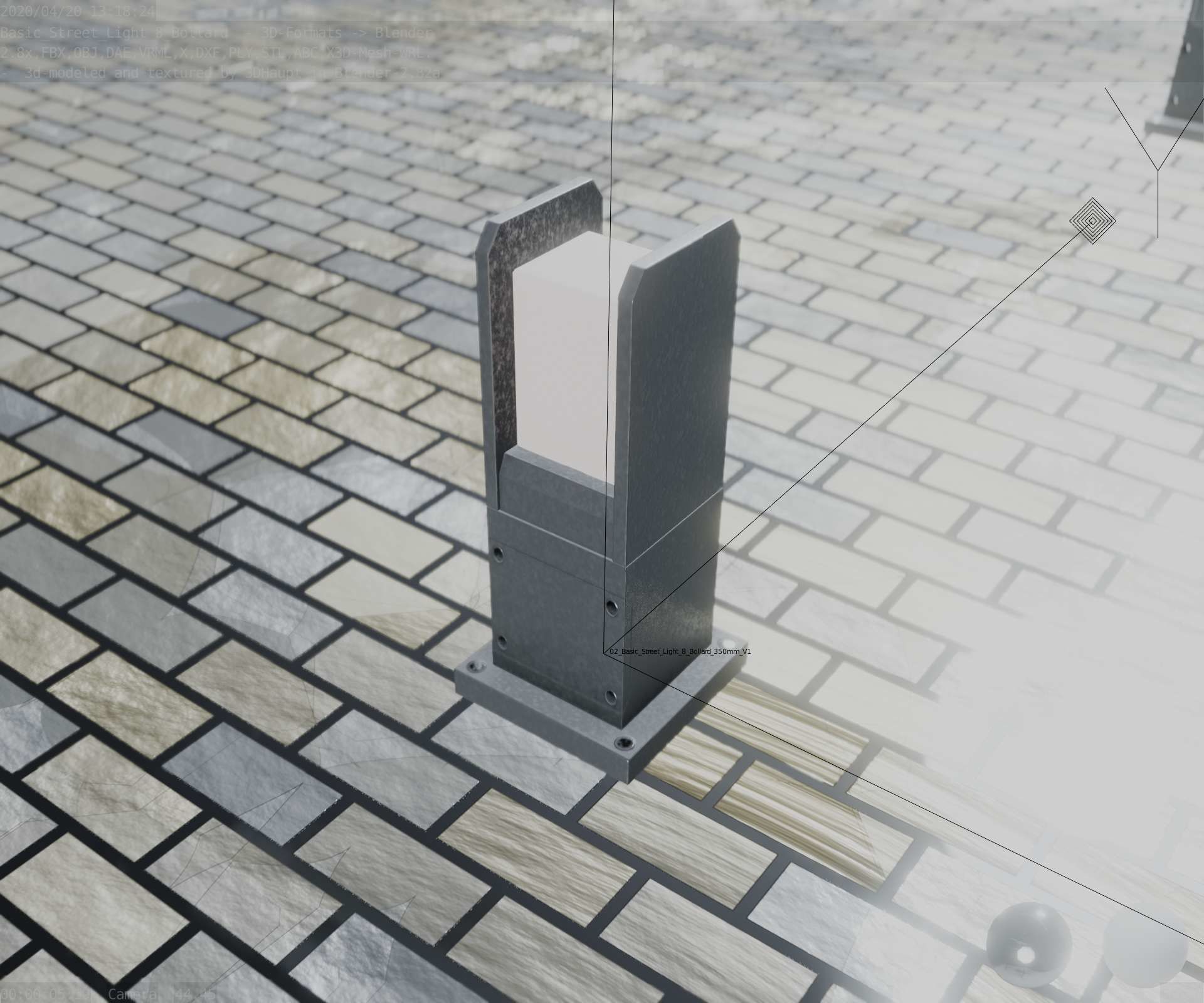 Street Light 8 Bollard 350mm Basic Version 1 Low-poly 3D model_62