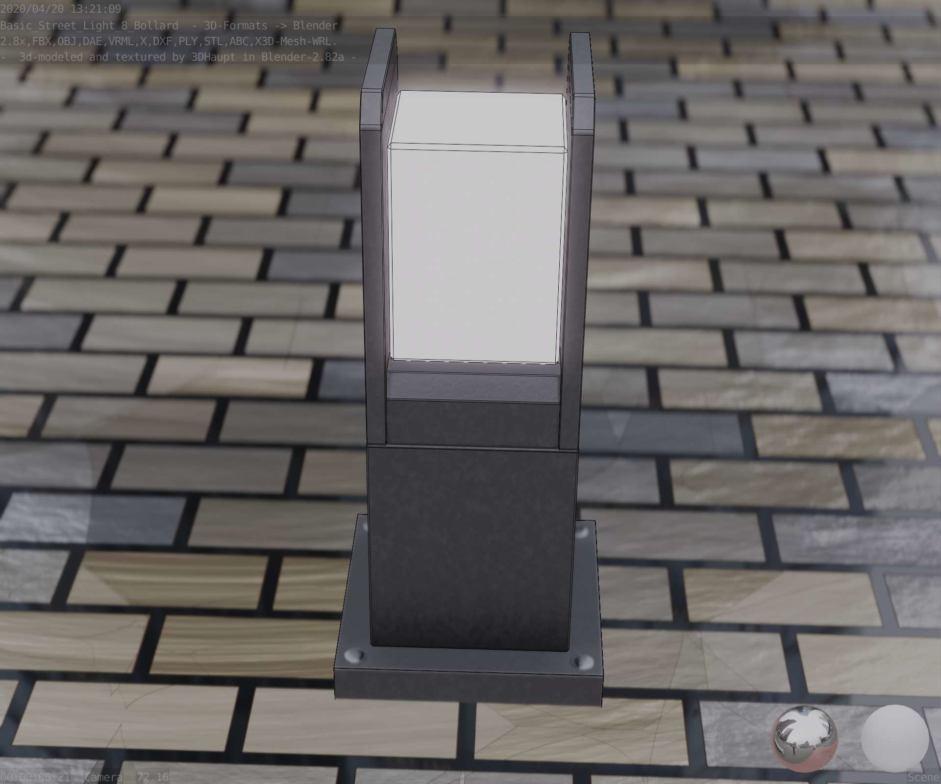 Street Light 8 Bollard 350mm Basic Version 1 Low-poly 3D model_88