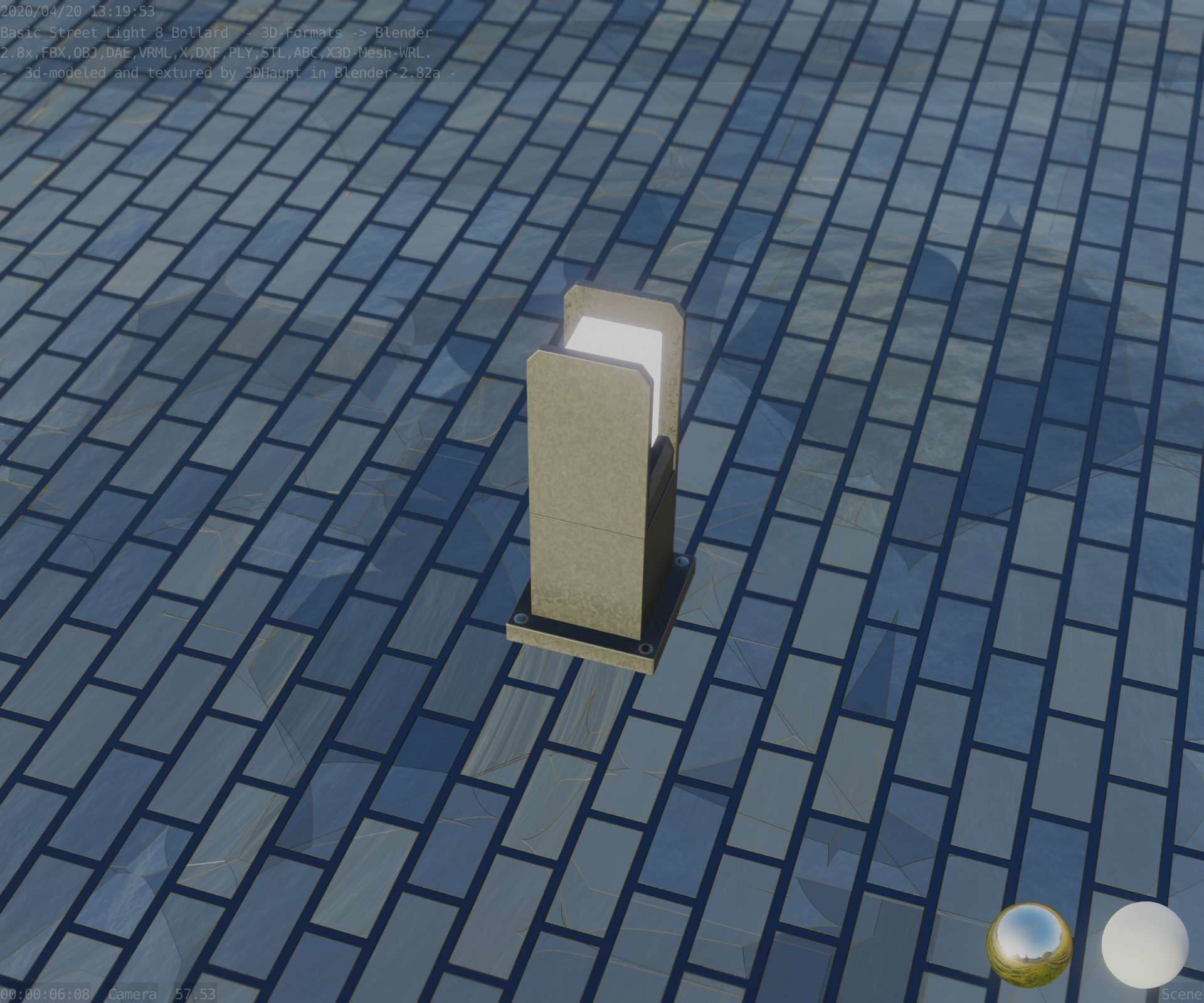 Street Light 8 Bollard 350mm Basic Version 1 Low-poly 3D model_75