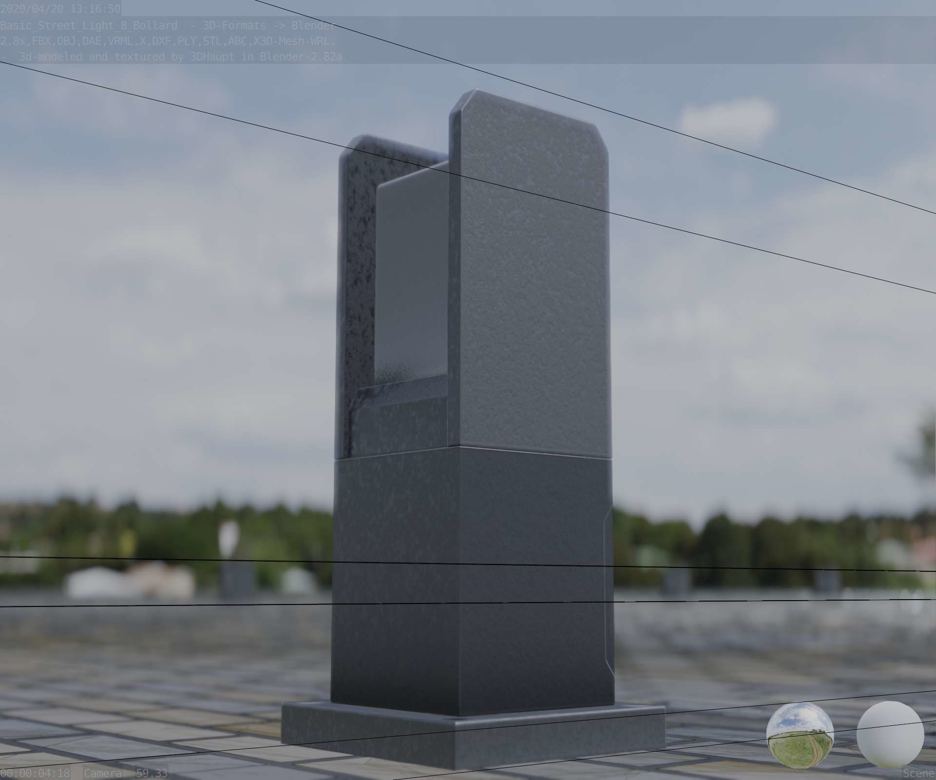 Street Light 8 Bollard 350mm Basic Version 1 Low-poly 3D model_38