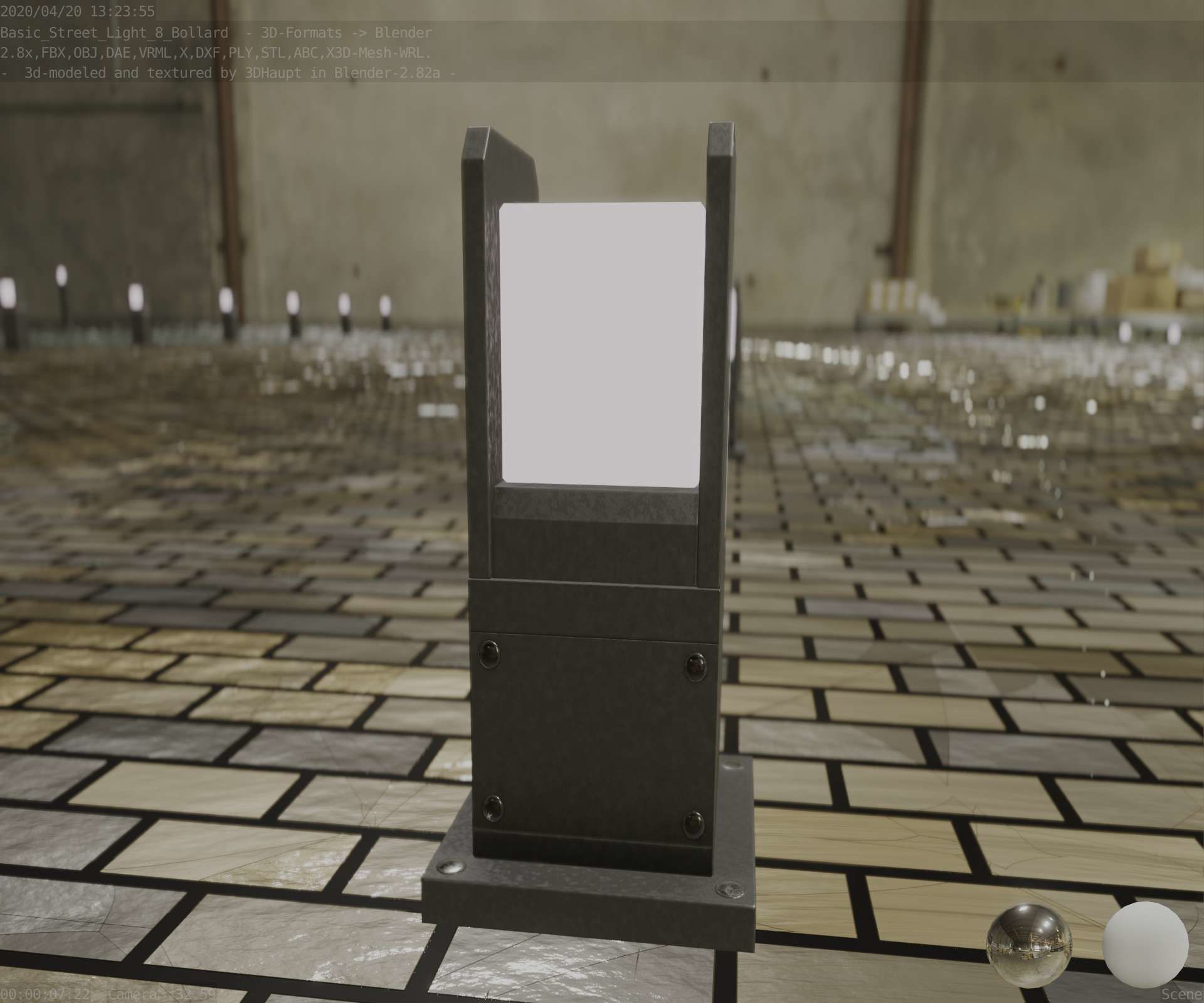 Street Light 8 Bollard 350mm Basic Version 1 Low-poly 3D model_18