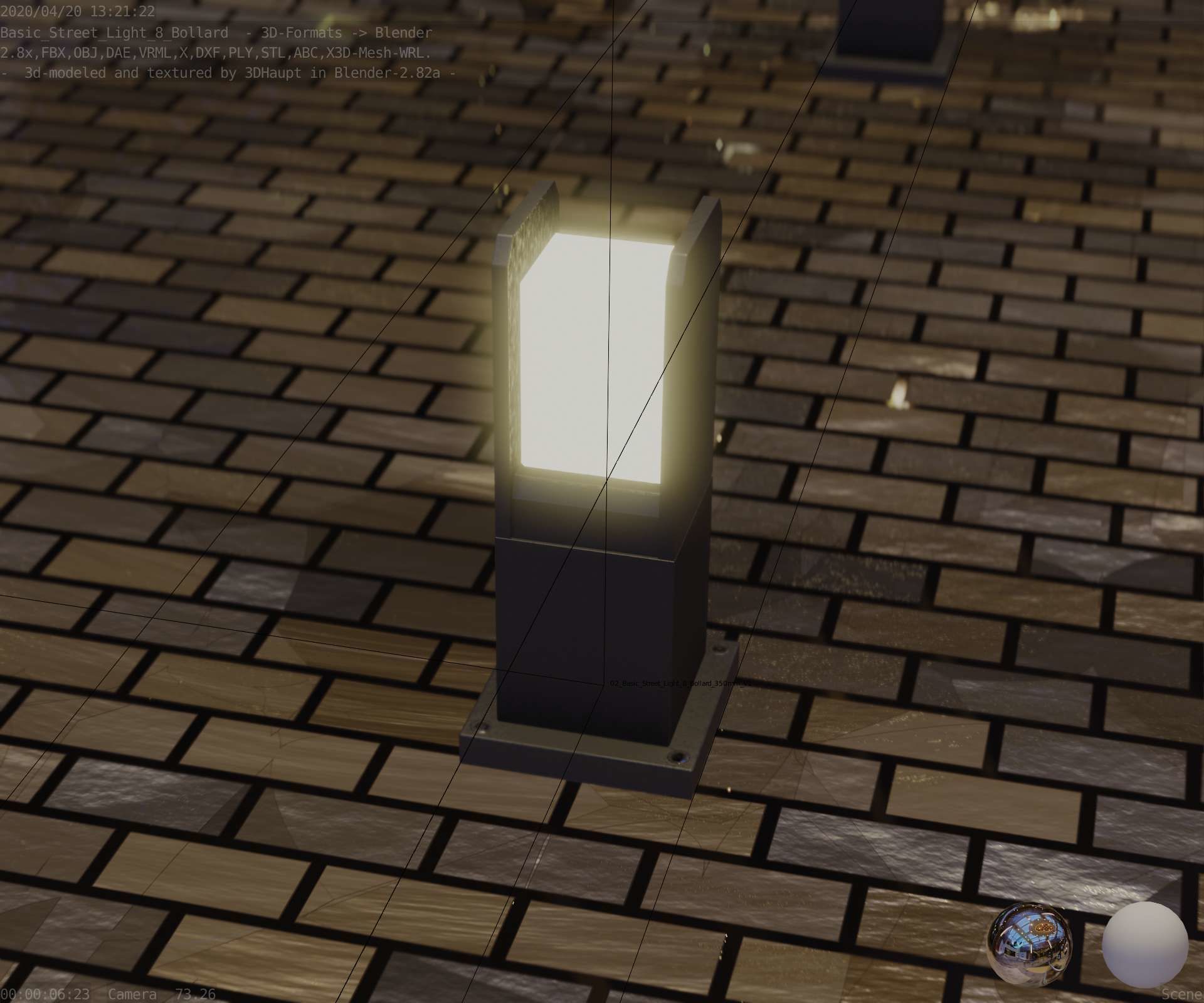 Street Light 8 Bollard 350mm Basic Version 1 Low-poly 3D model_90