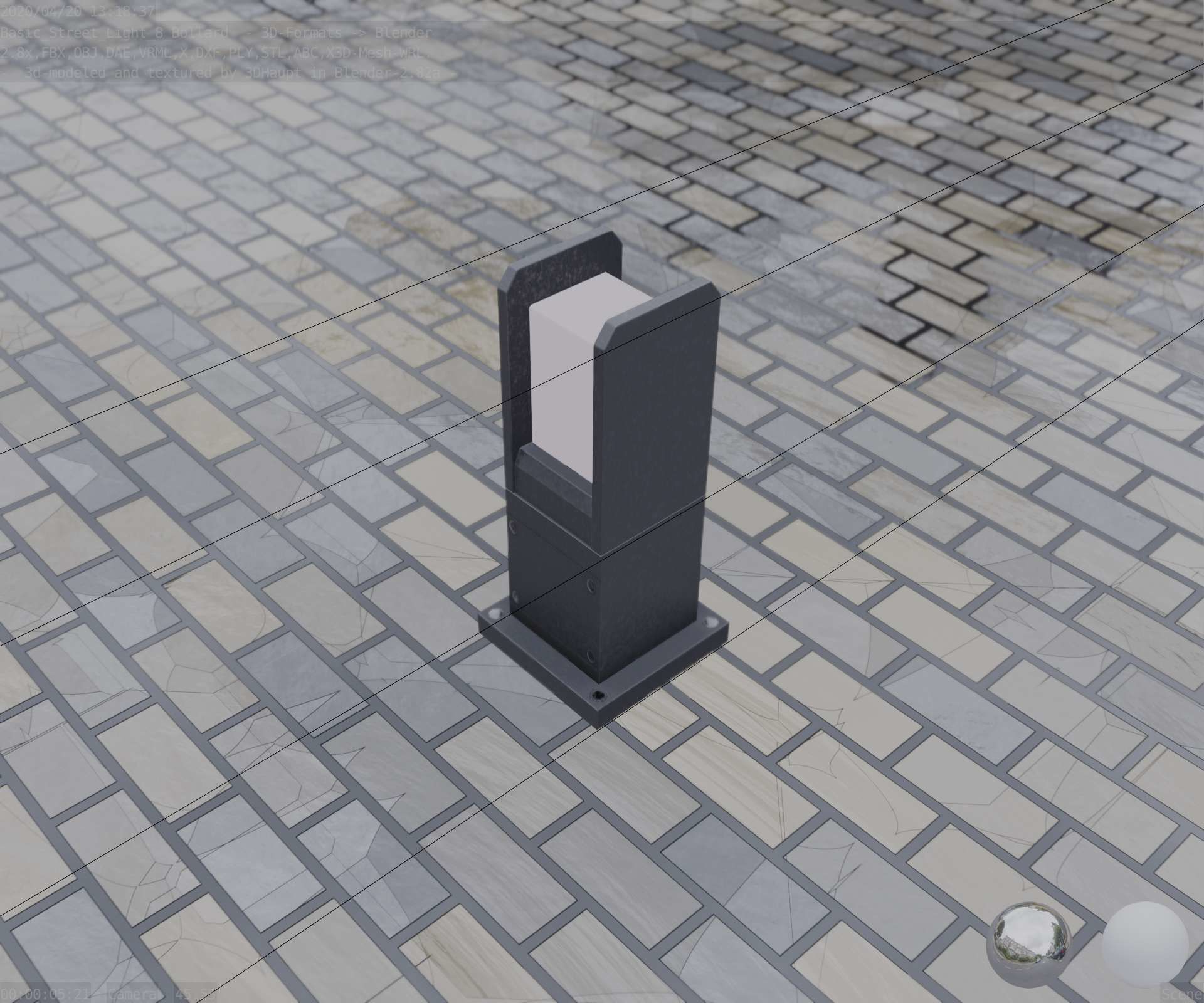 Street Light 8 Bollard 350mm Basic Version 1 Low-poly 3D model_64
