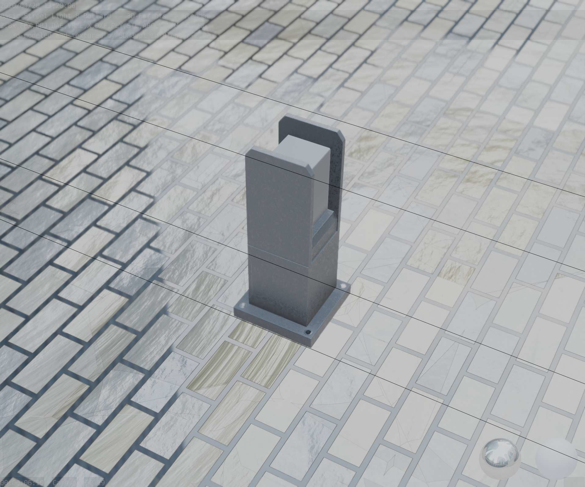 Street Light 8 Bollard 350mm Basic Version 1 Low-poly 3D model_77