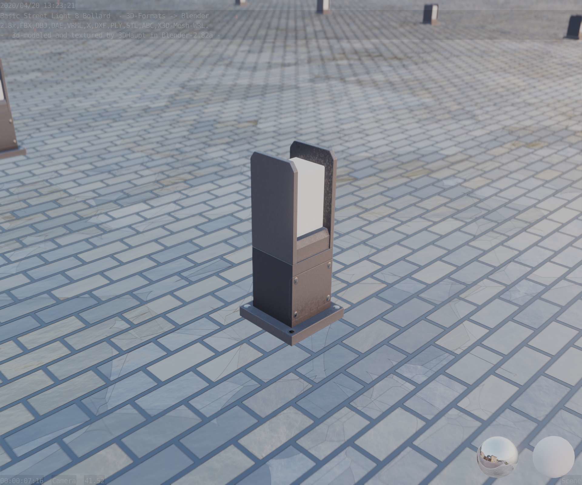 Street Light 8 Bollard 350mm Basic Version 1 Low-poly 3D model_12