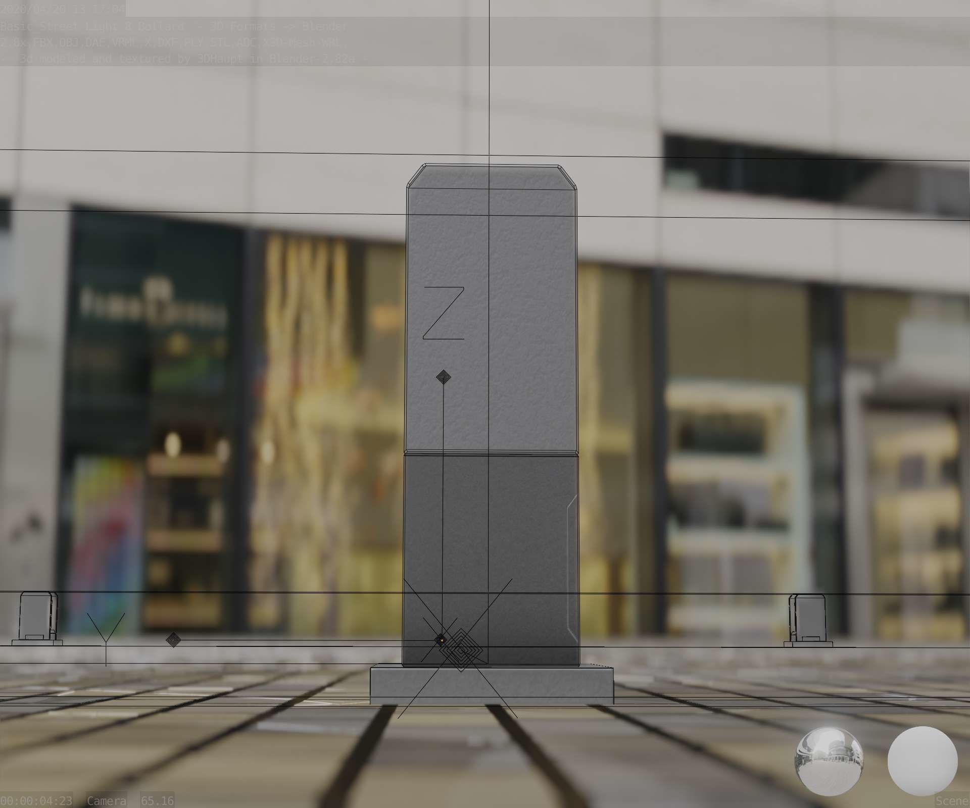 Street Light 8 Bollard 350mm Basic Version 1 Low-poly 3D model_43