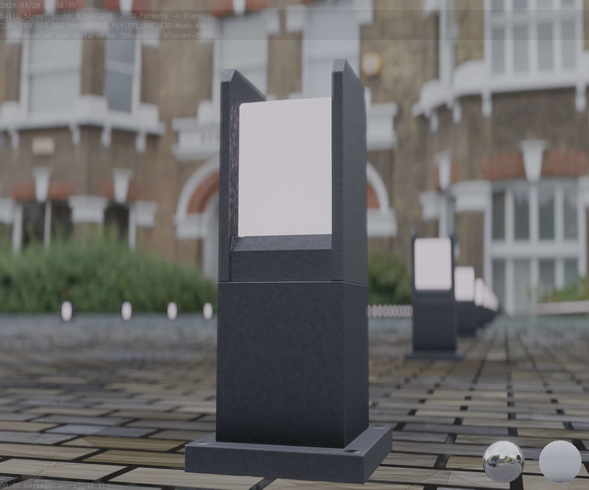 Street Light 8 Bollard 350mm Basic Version 1 Low-poly 3D model_34