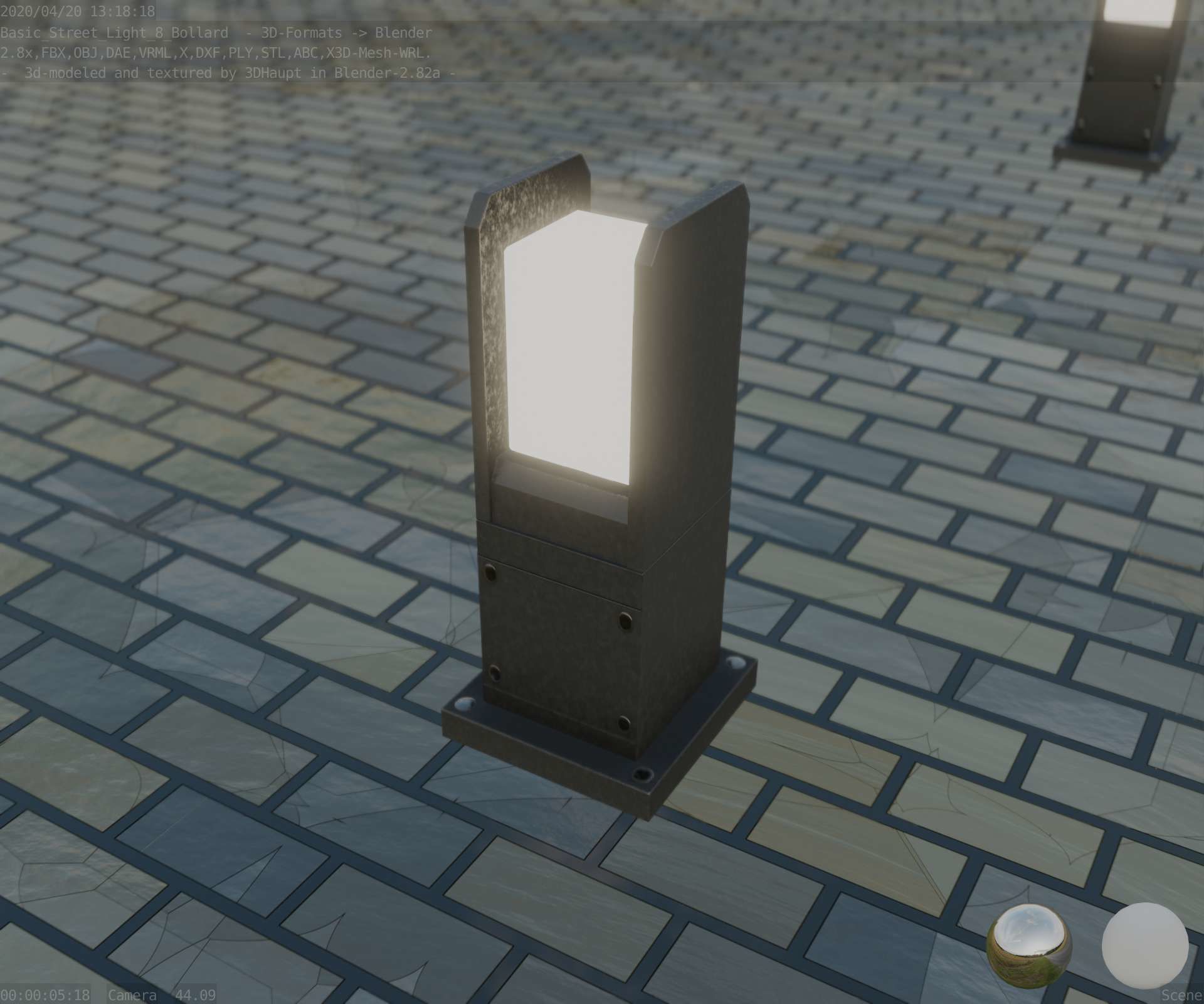 Street Light 8 Bollard 350mm Basic Version 1 Low-poly 3D model_61
