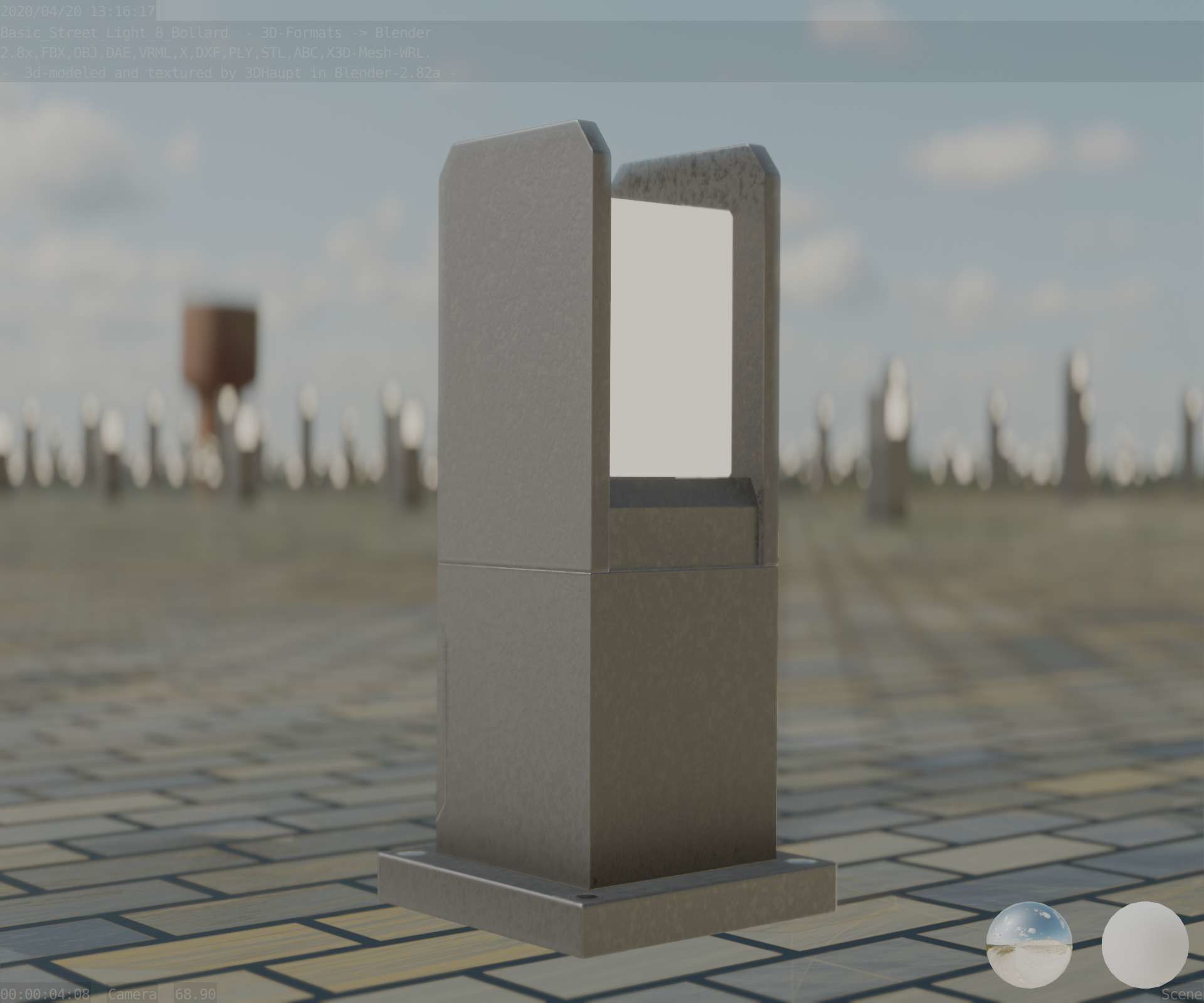Street Light 8 Bollard 350mm Basic Version 1 Low-poly 3D model_28
