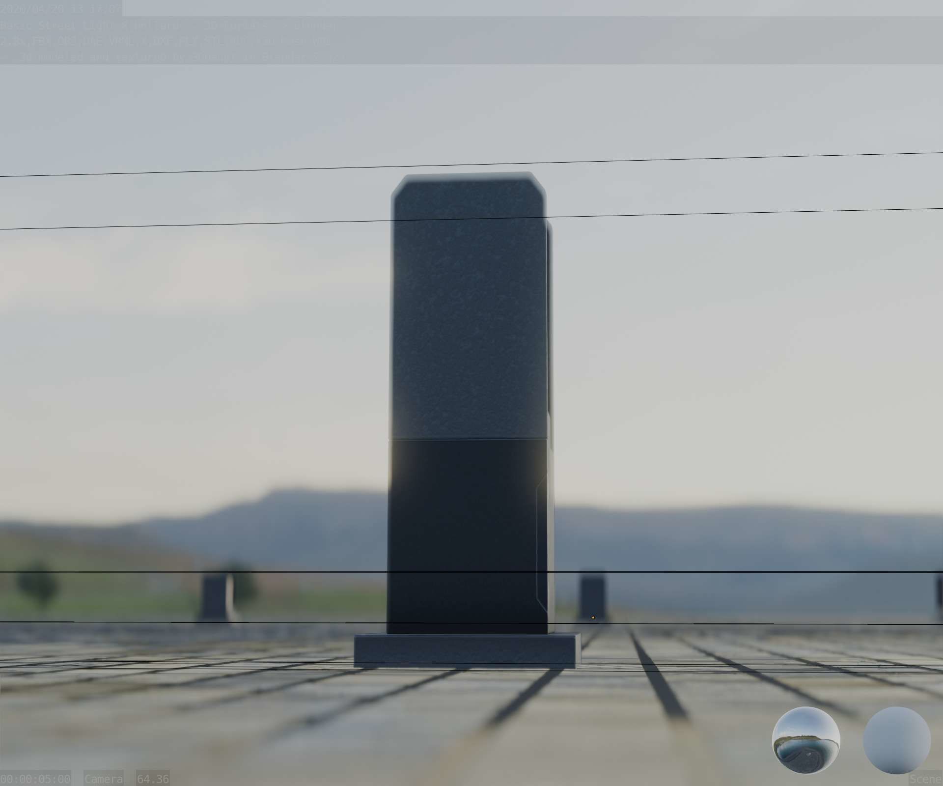 Street Light 8 Bollard 350mm Basic Version 1 Low-poly 3D model_44