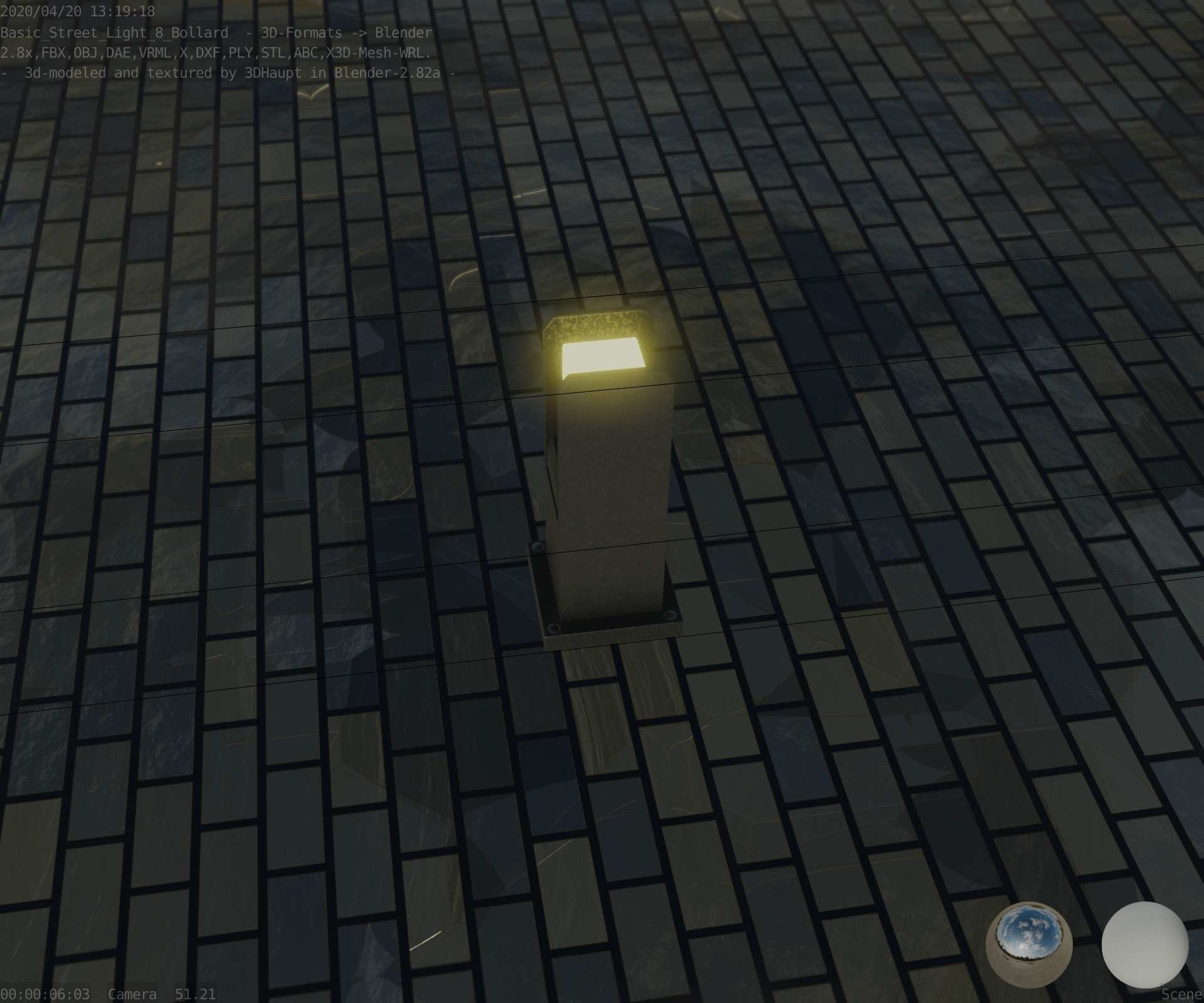 Street Light 8 Bollard 350mm Basic Version 1 Low-poly 3D model_70