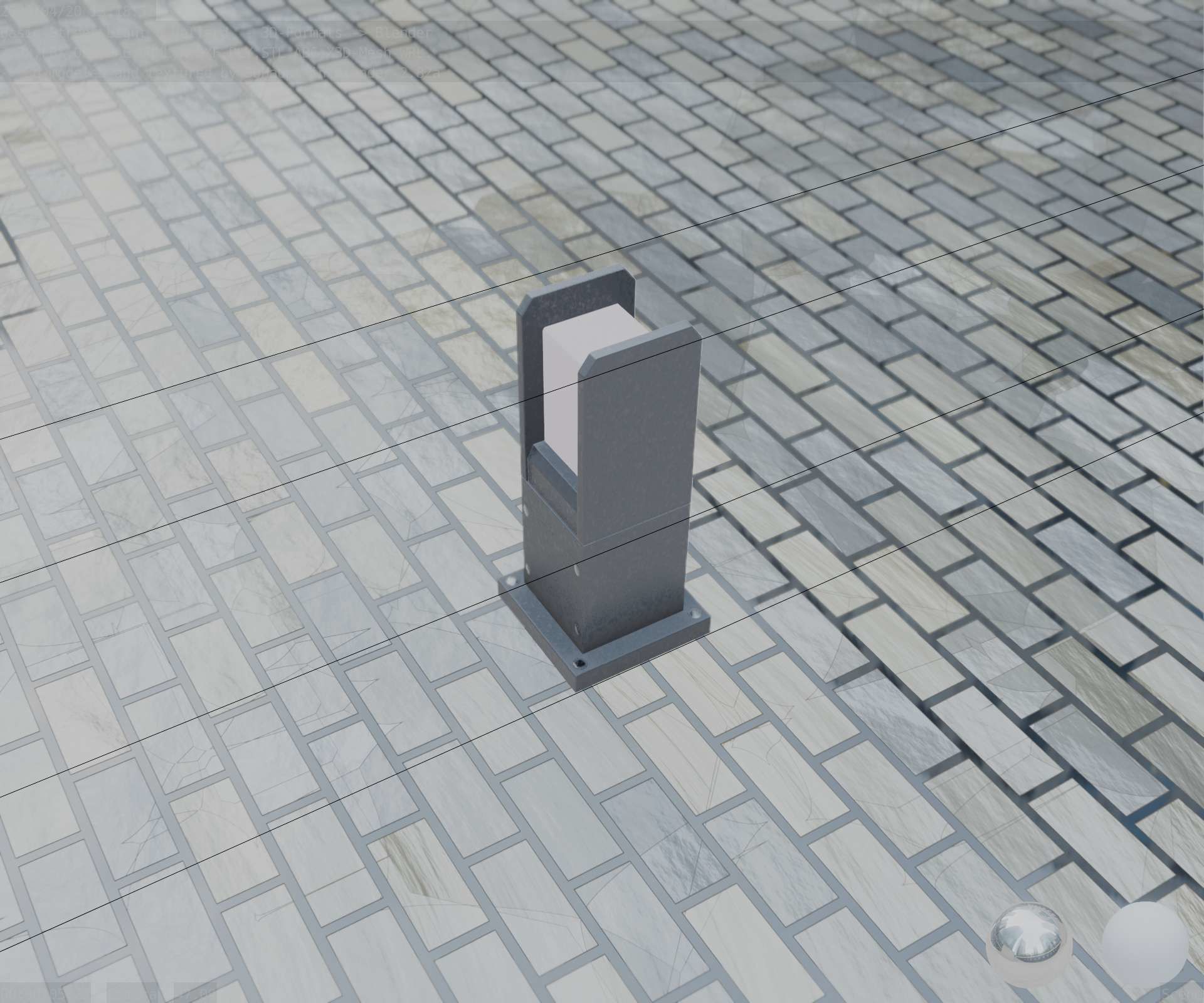 Street Light 8 Bollard 350mm Basic Version 1 Low-poly 3D model_66