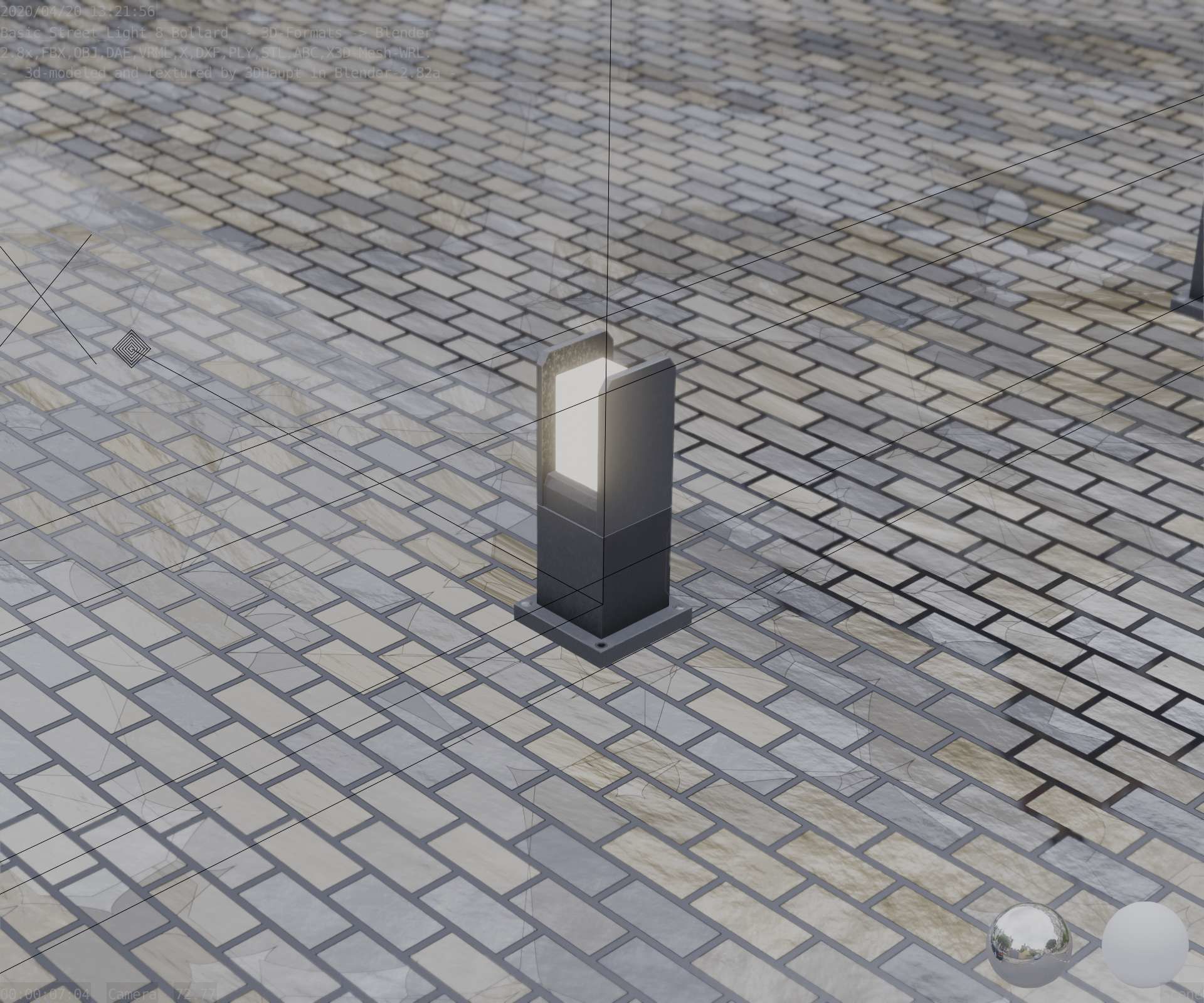 Street Light 8 Bollard 350mm Basic Version 1 Low-poly 3D model_95