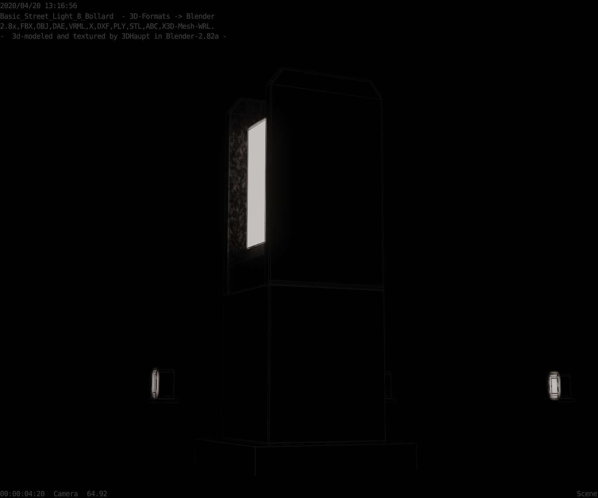Street Light 8 Bollard 350mm Basic Version 1 Low-poly 3D model_40