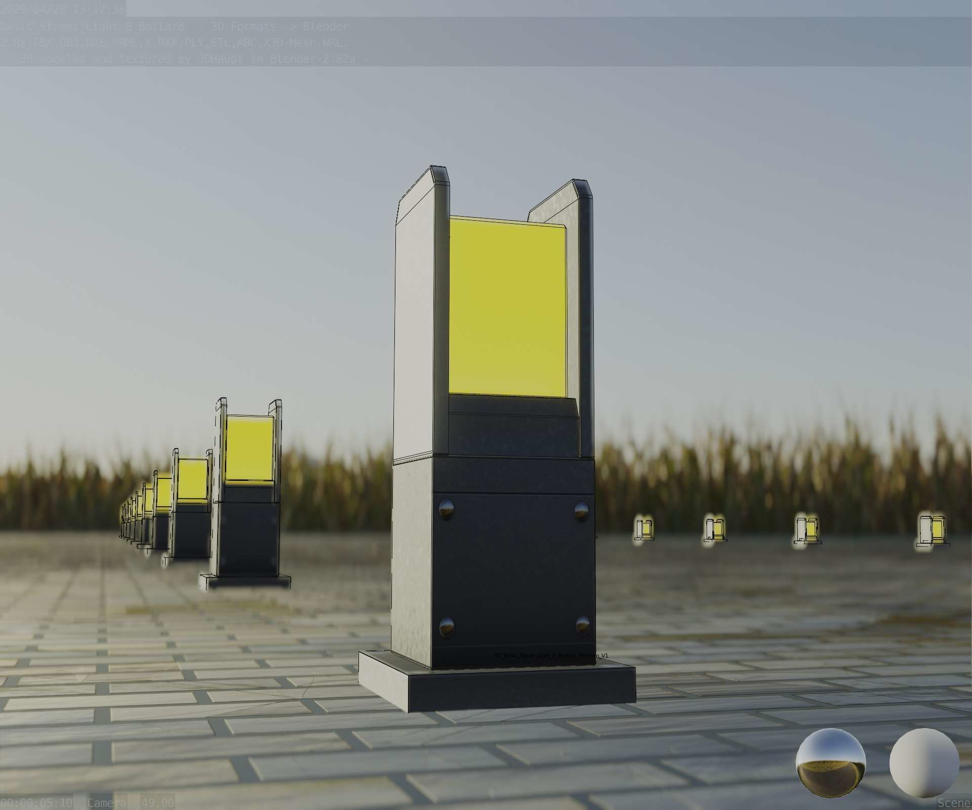 Street Light 8 Bollard 350mm Basic Version 1 Low-poly 3D model_53