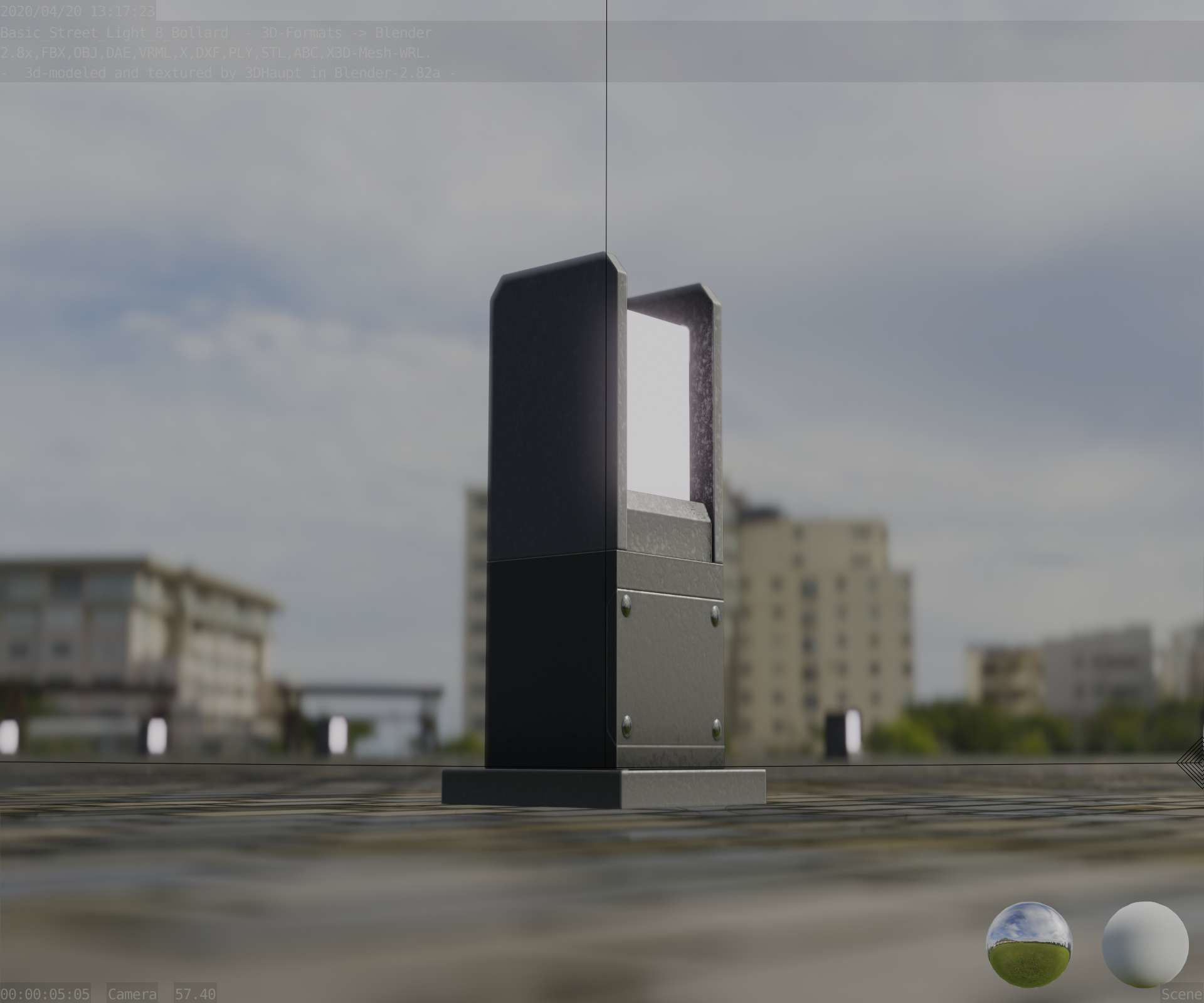 Street Light 8 Bollard 350mm Basic Version 1 Low-poly 3D model_48