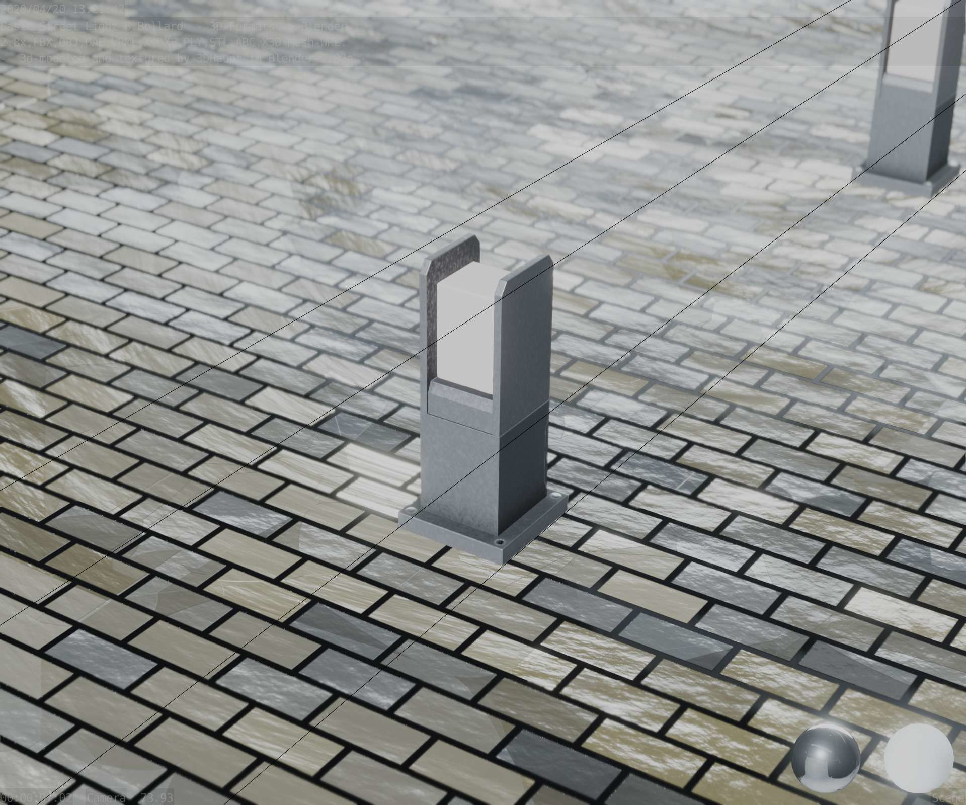 Street Light 8 Bollard 350mm Basic Version 1 Low-poly 3D model_93