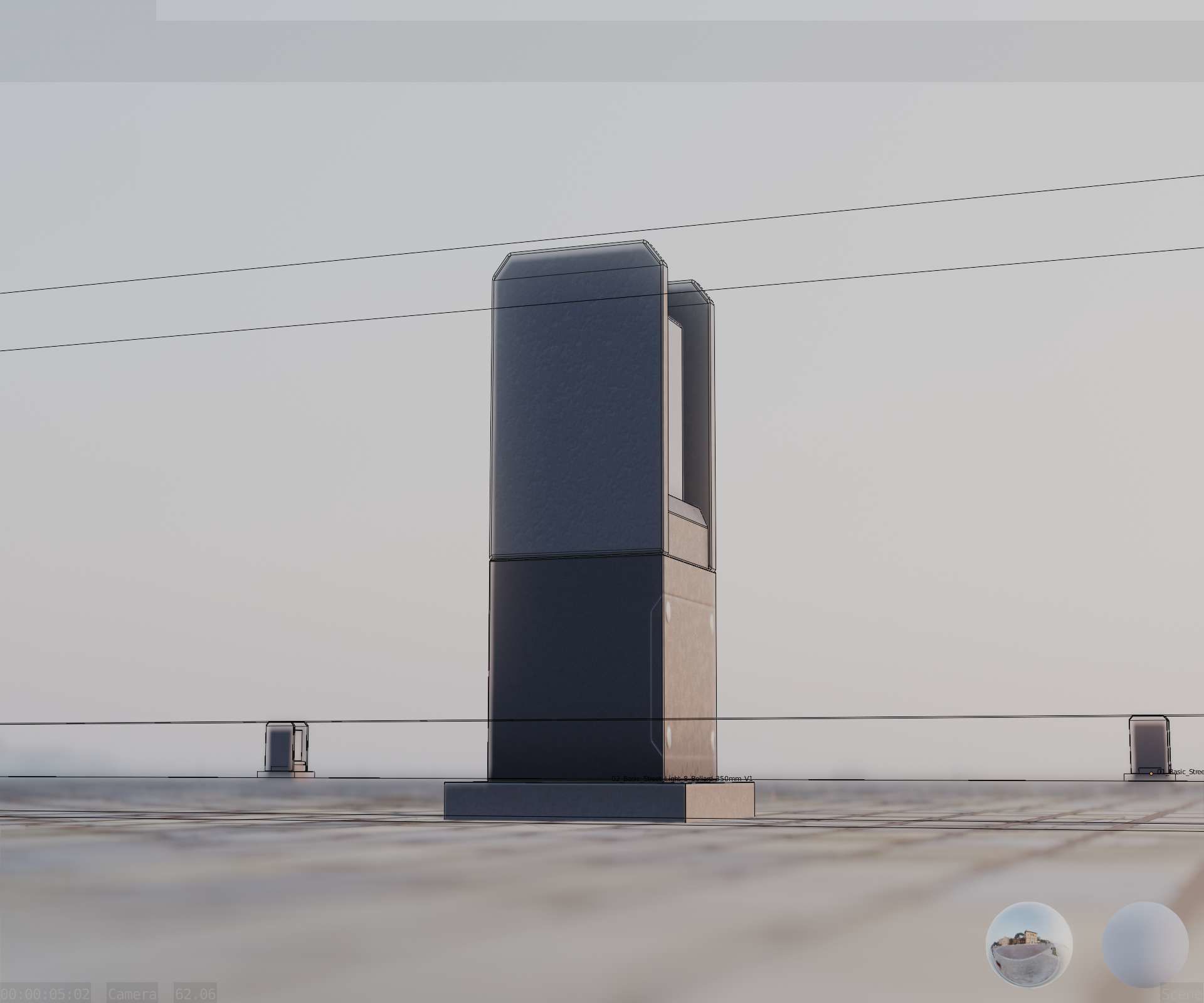 Street Light 8 Bollard 350mm Basic Version 1 Low-poly 3D model_46