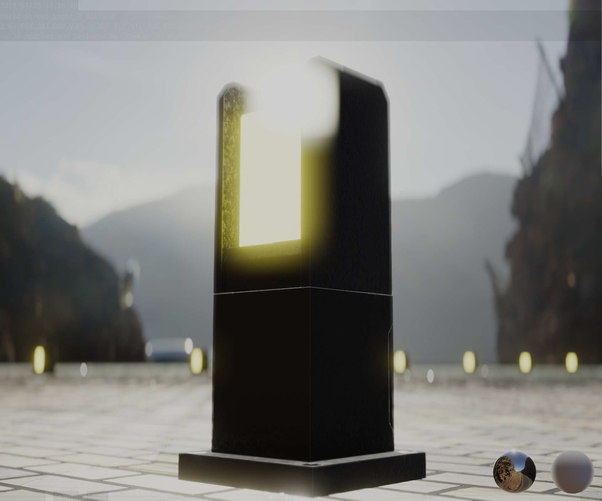 Street Light 8 Bollard 350mm Basic Version 1 Low-poly 3D model_37