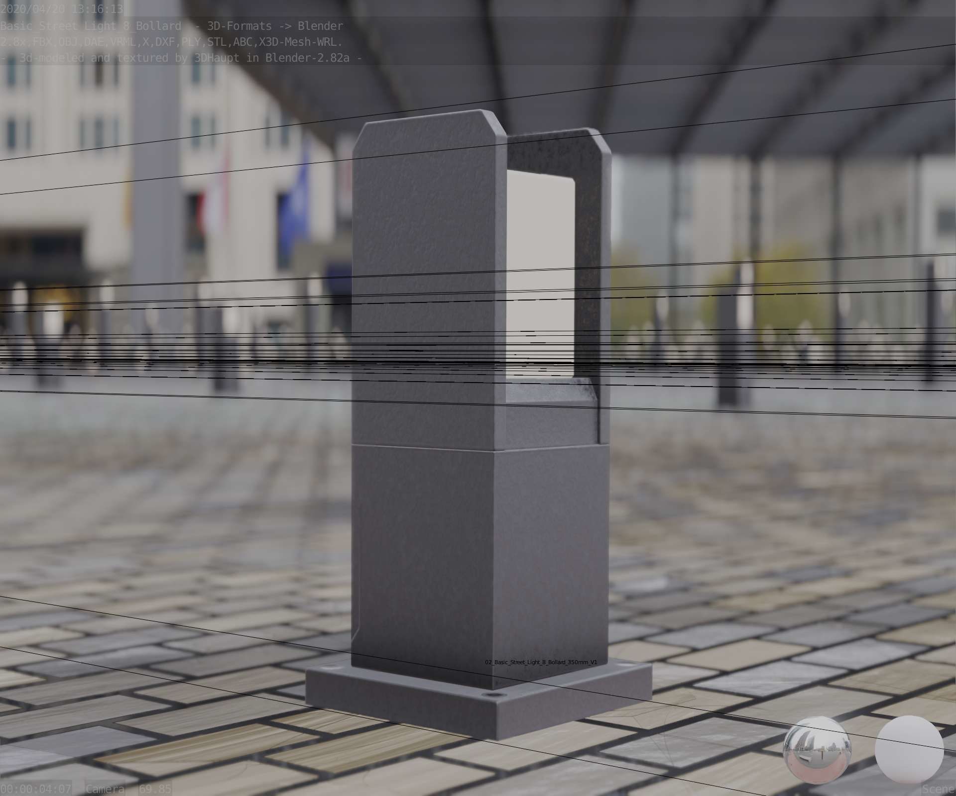 Street Light 8 Bollard 350mm Basic Version 1 Low-poly 3D model_27