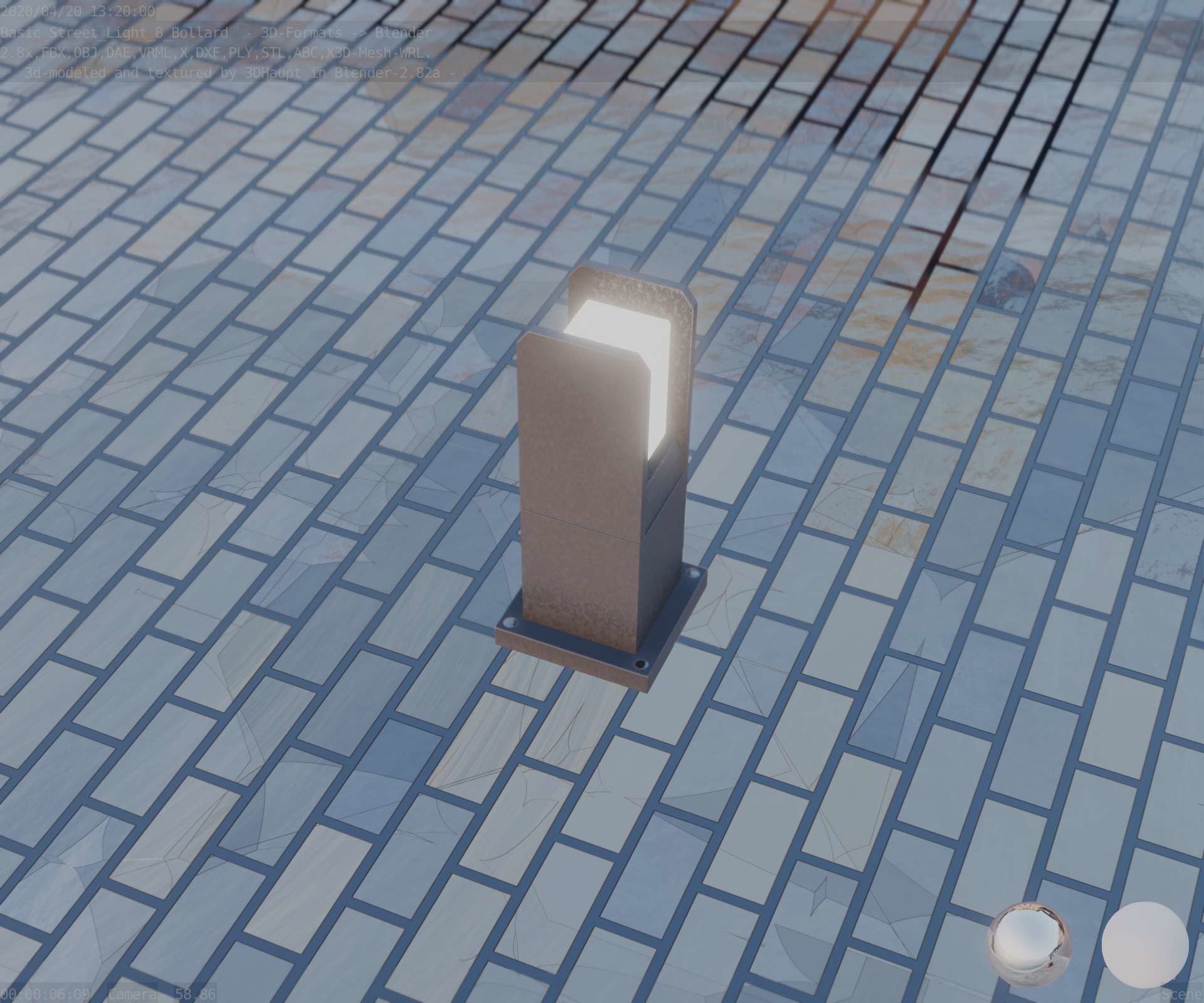 Street Light 8 Bollard 350mm Basic Version 1 Low-poly 3D model_76