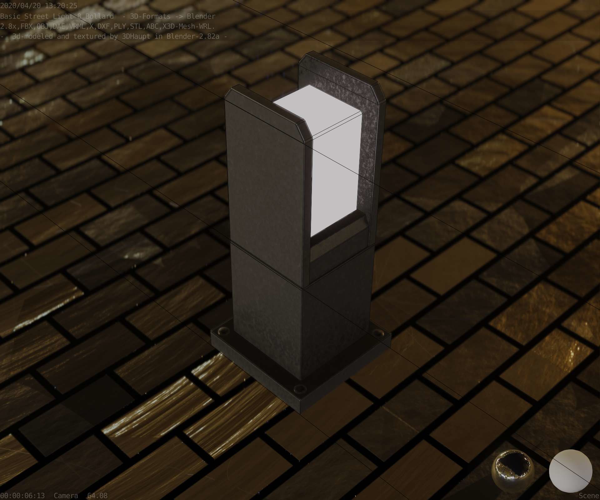 Street Light 8 Bollard 350mm Basic Version 1 Low-poly 3D model_80