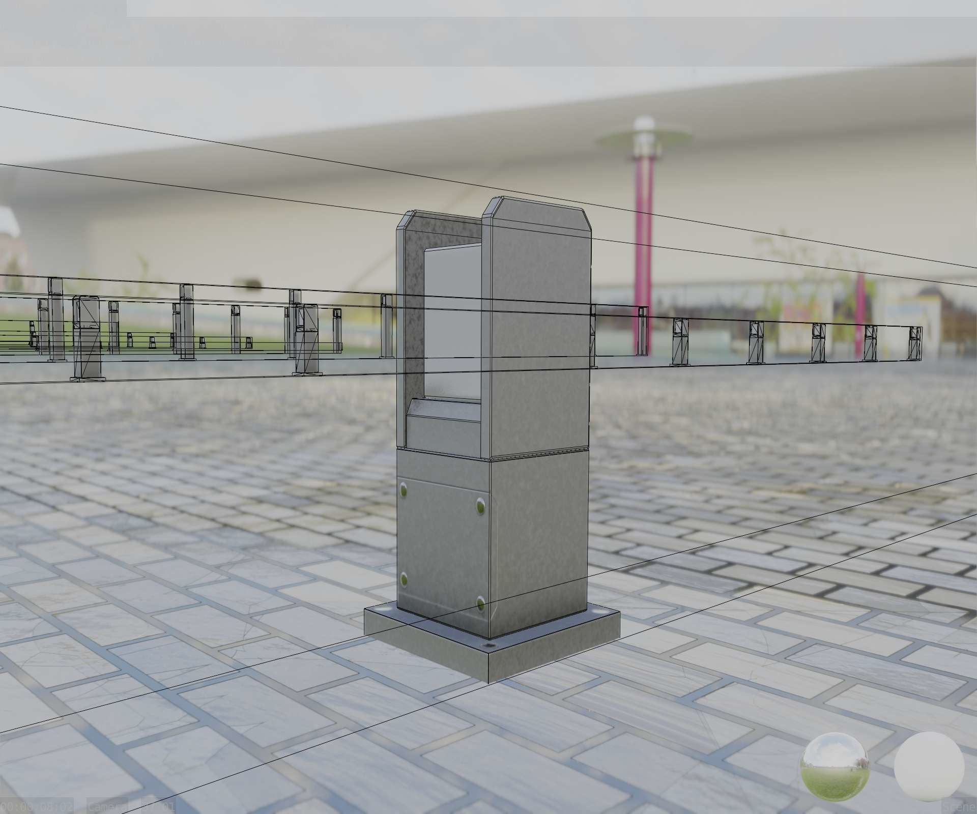 Street Light 8 Bollard 350mm Basic Version 1 Low-poly 3D model_22
