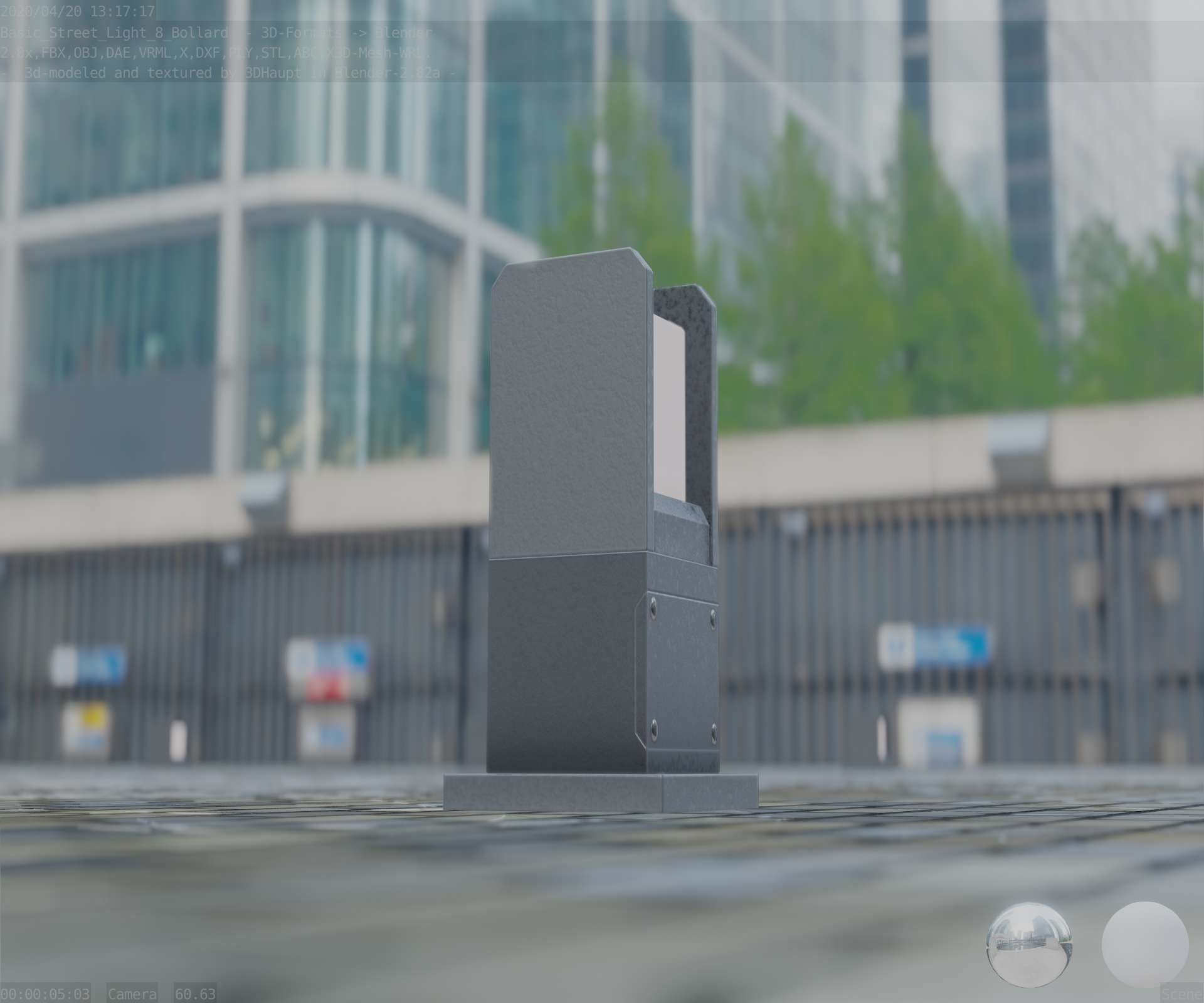 Street Light 8 Bollard 350mm Basic Version 1 Low-poly 3D model_47