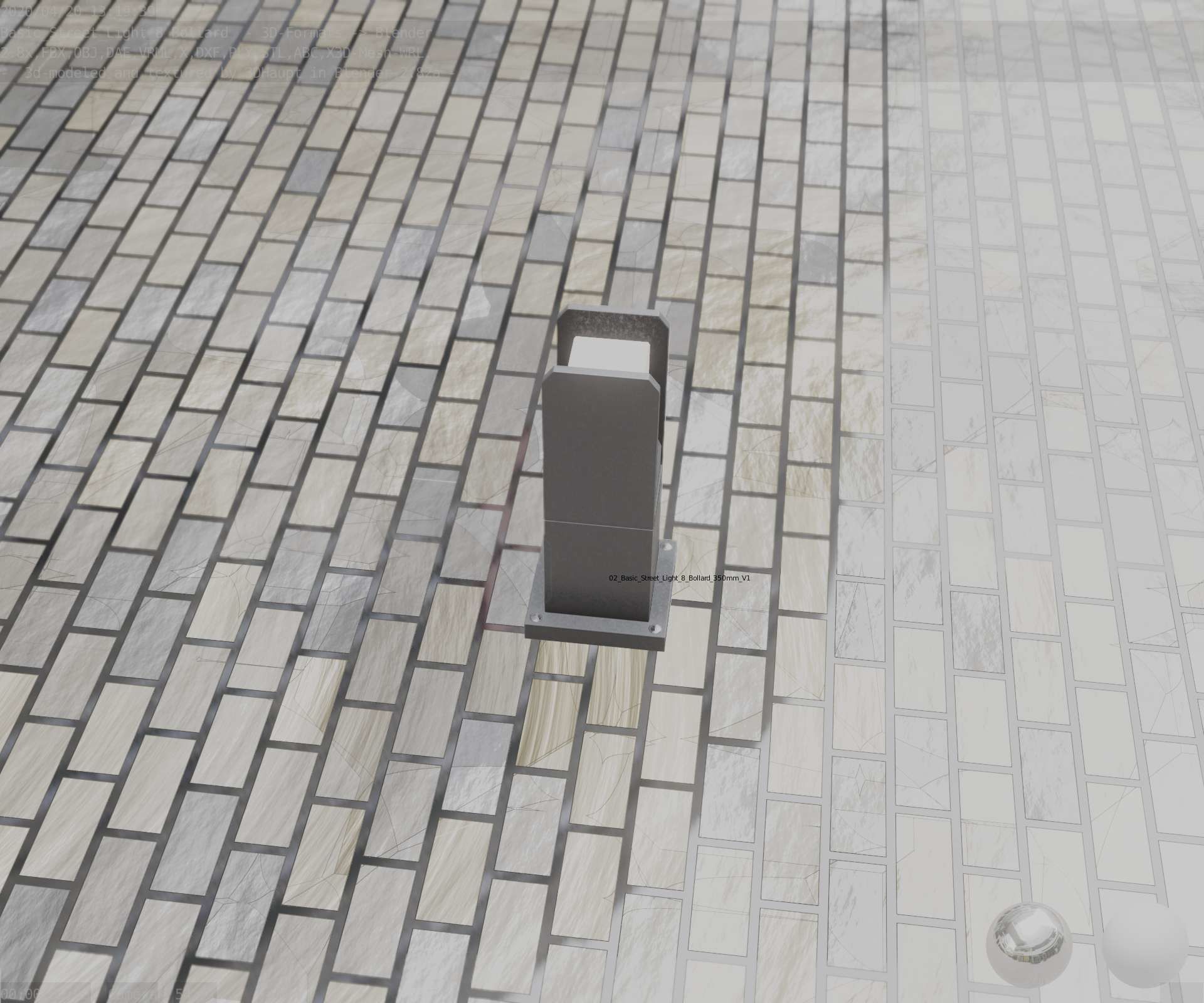 Street Light 8 Bollard 350mm Basic Version 1 Low-poly 3D model_73