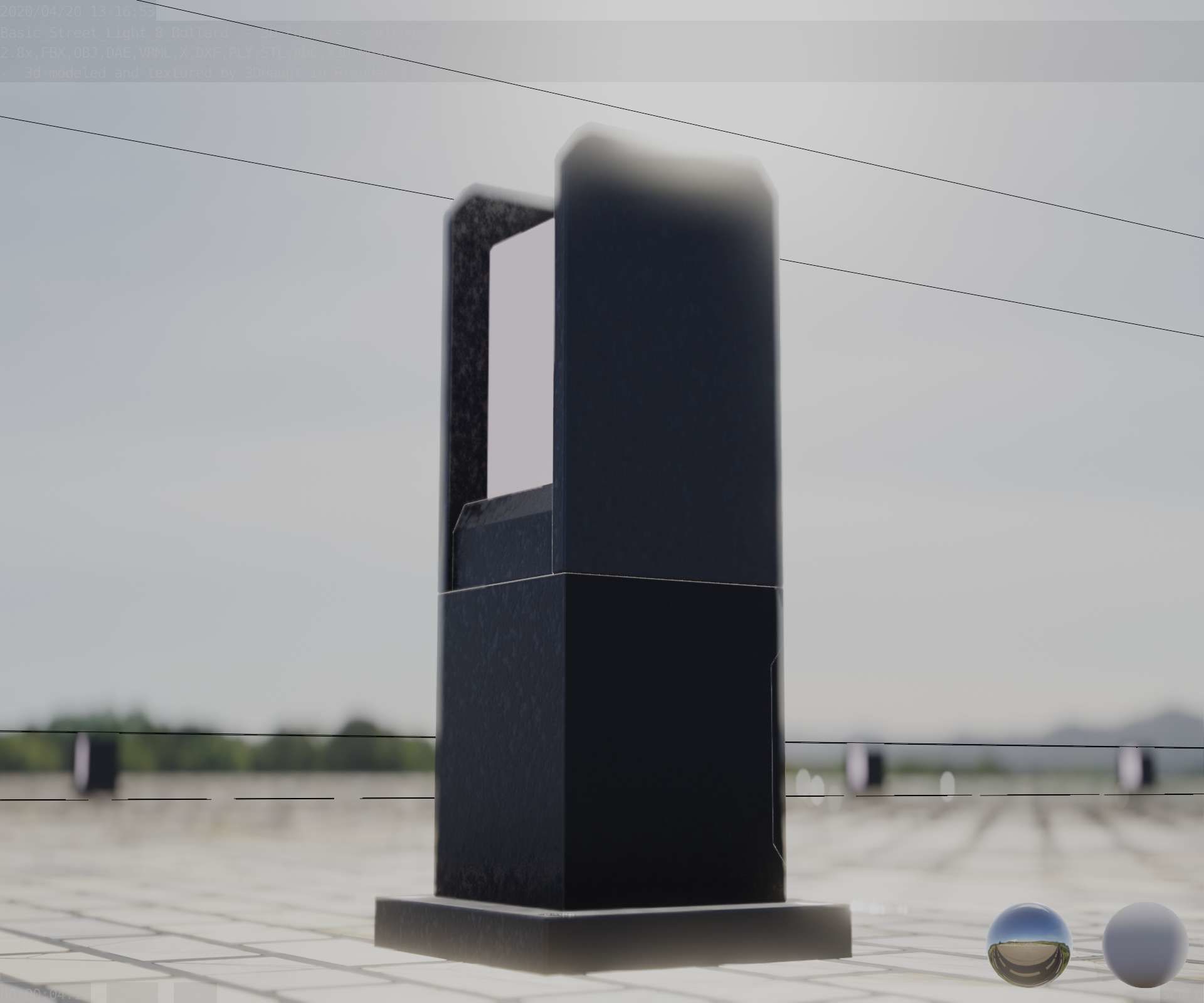 Street Light 8 Bollard 350mm Basic Version 1 Low-poly 3D model_39