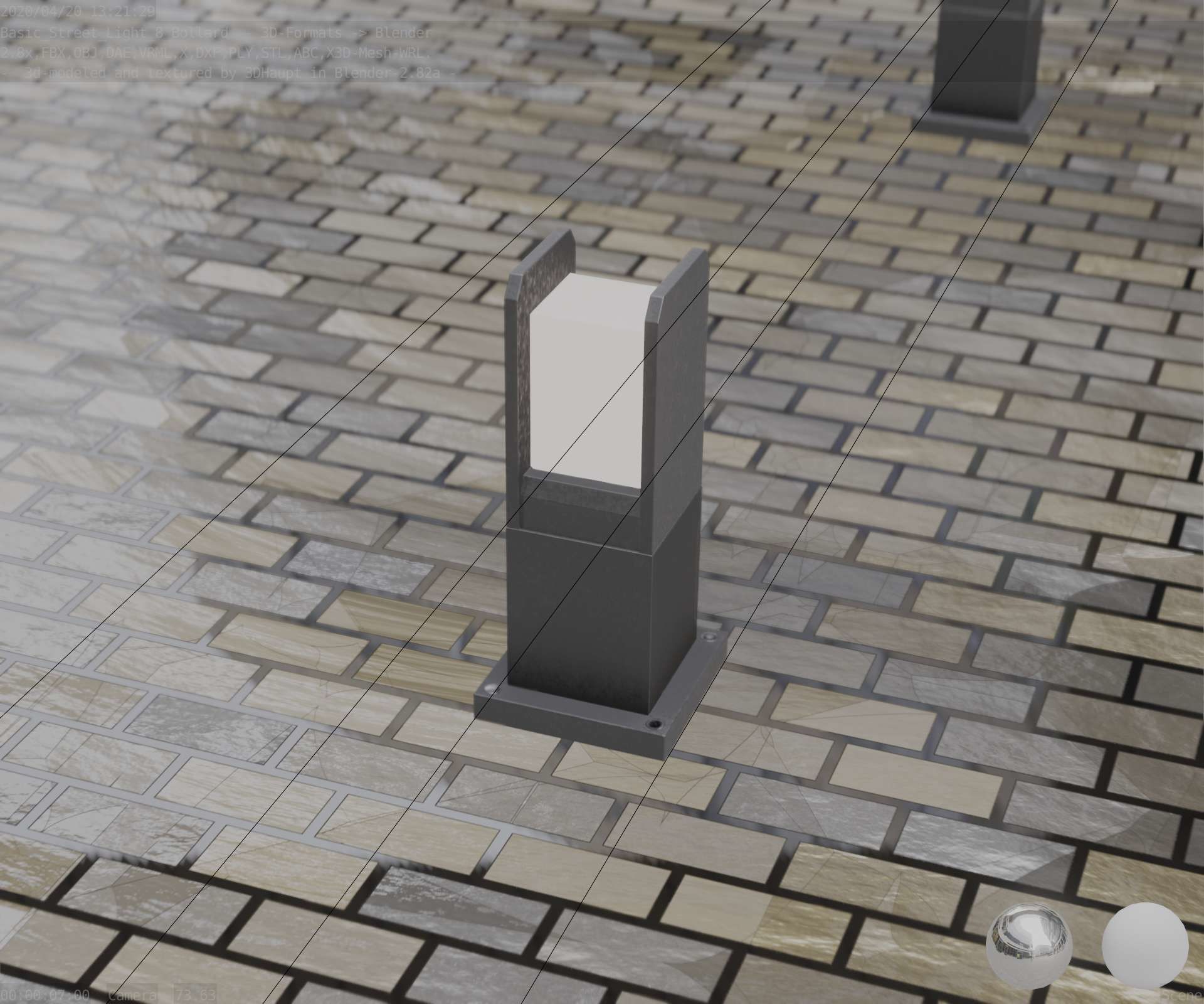 Street Light 8 Bollard 350mm Basic Version 1 Low-poly 3D model_91