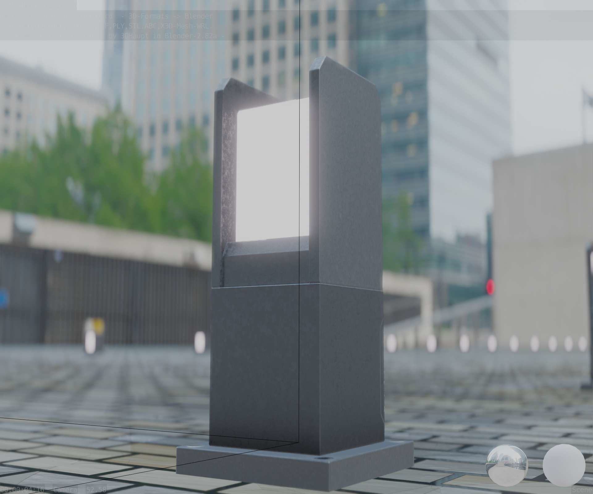 Street Light 8 Bollard 350mm Basic Version 1 Low-poly 3D model_36