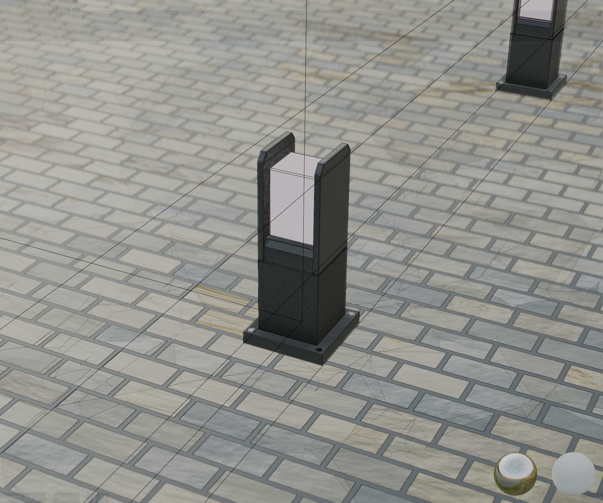 Street Light 8 Bollard 350mm Basic Version 1 Low-poly 3D model_92