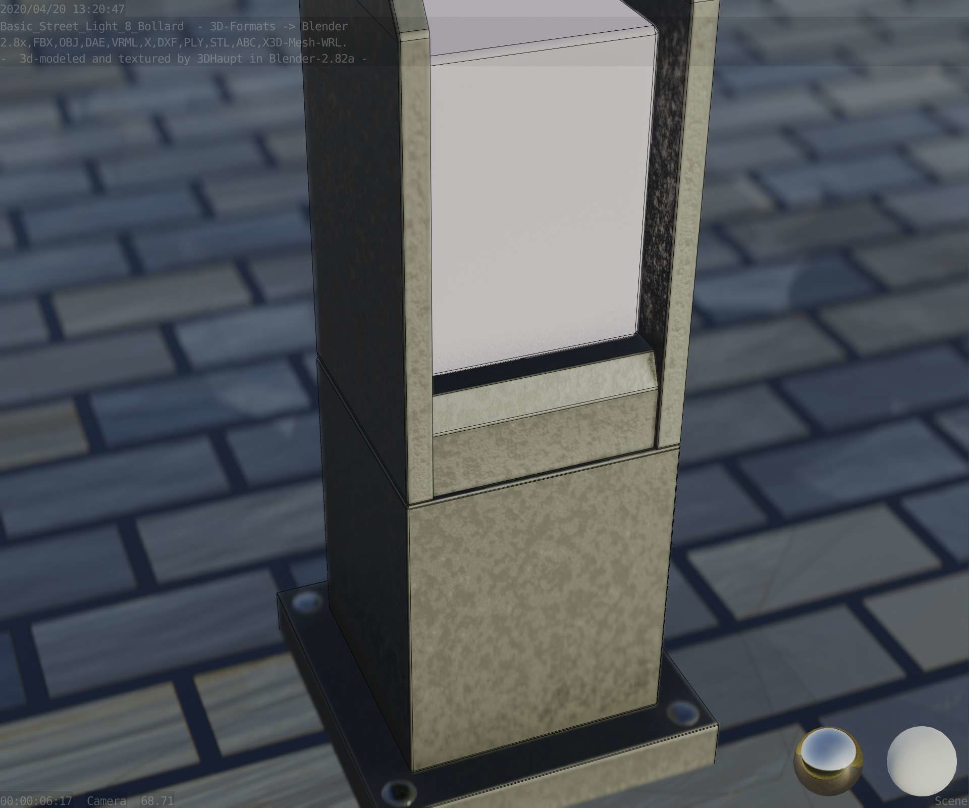 Street Light 8 Bollard 350mm Basic Version 1 Low-poly 3D model_84