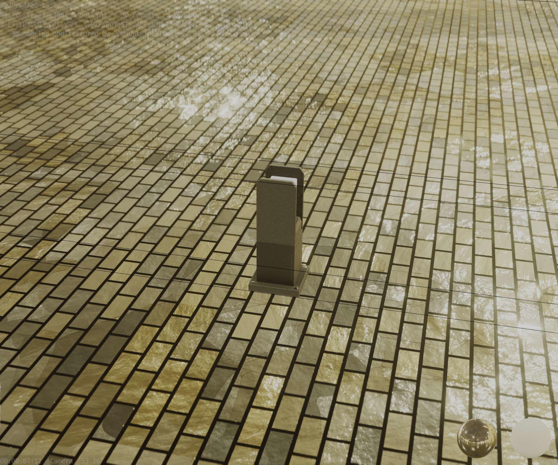 Street Light 8 Bollard 350mm Basic Version 1 Low-poly 3D model_8