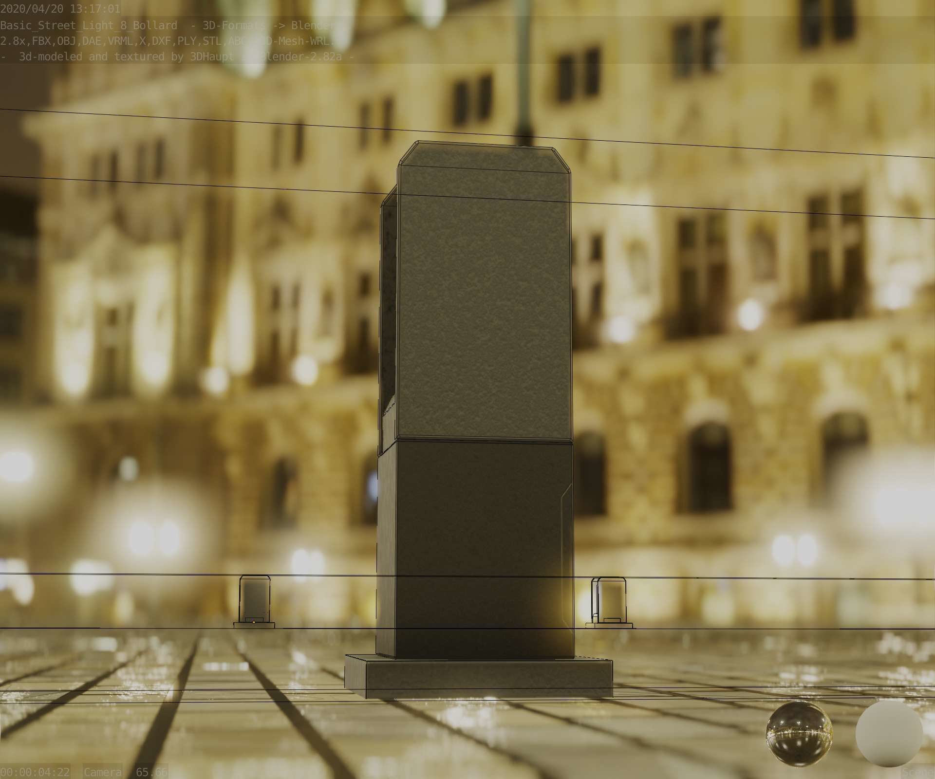 Street Light 8 Bollard 350mm Basic Version 1 Low-poly 3D model_42