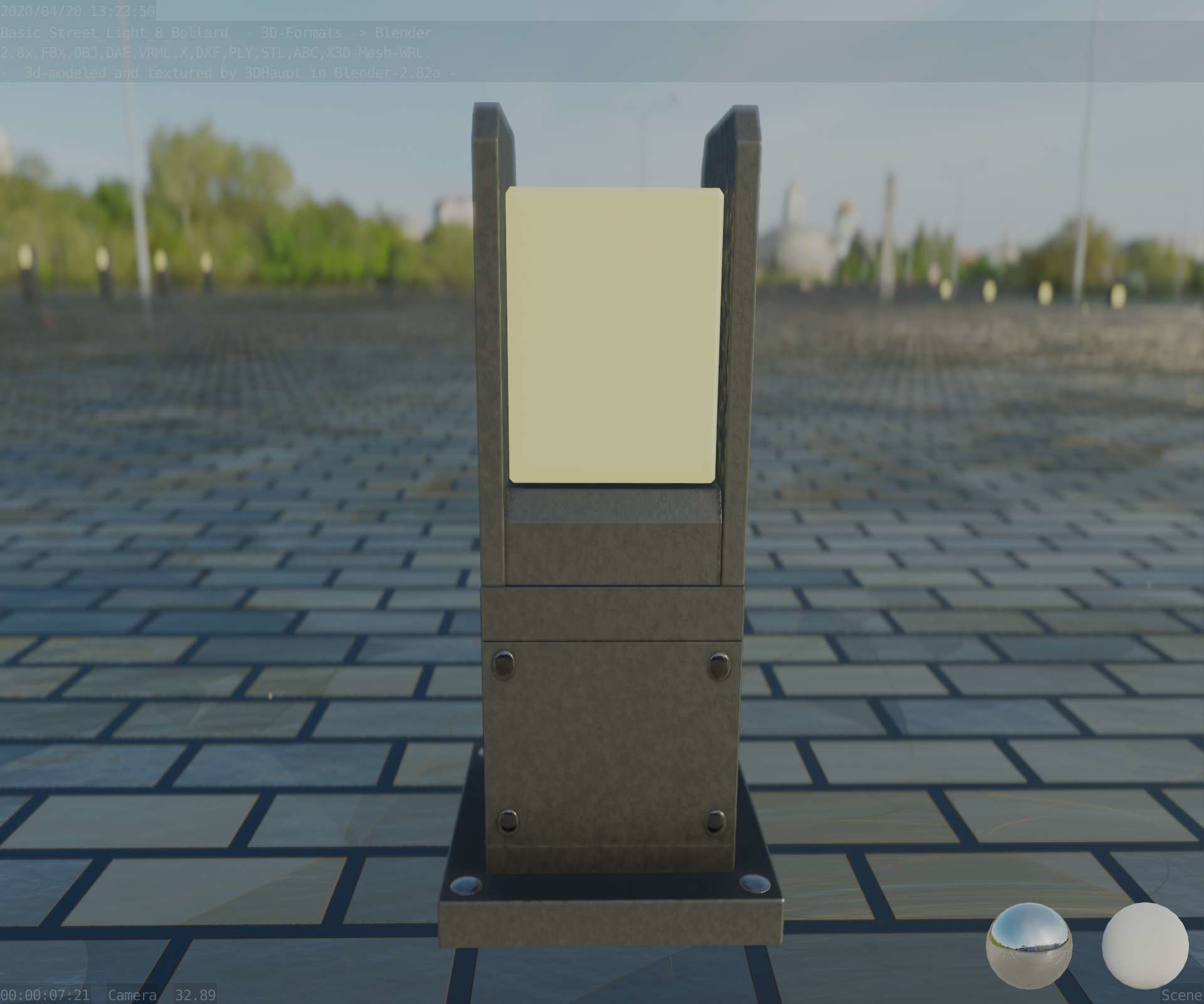 Street Light 8 Bollard 350mm Basic Version 1 Low-poly 3D model_17