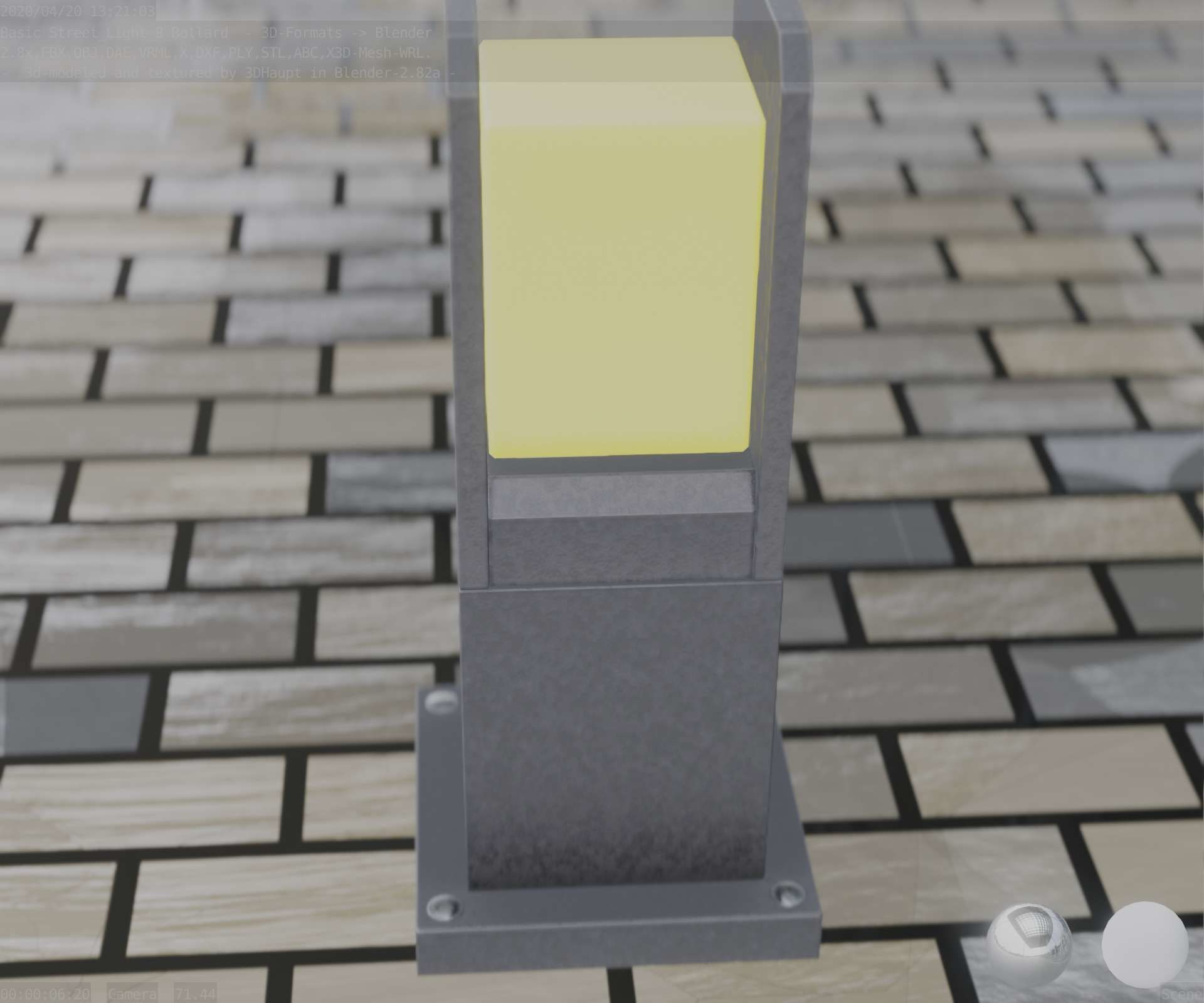 Street Light 8 Bollard 350mm Basic Version 1 Low-poly 3D model_87