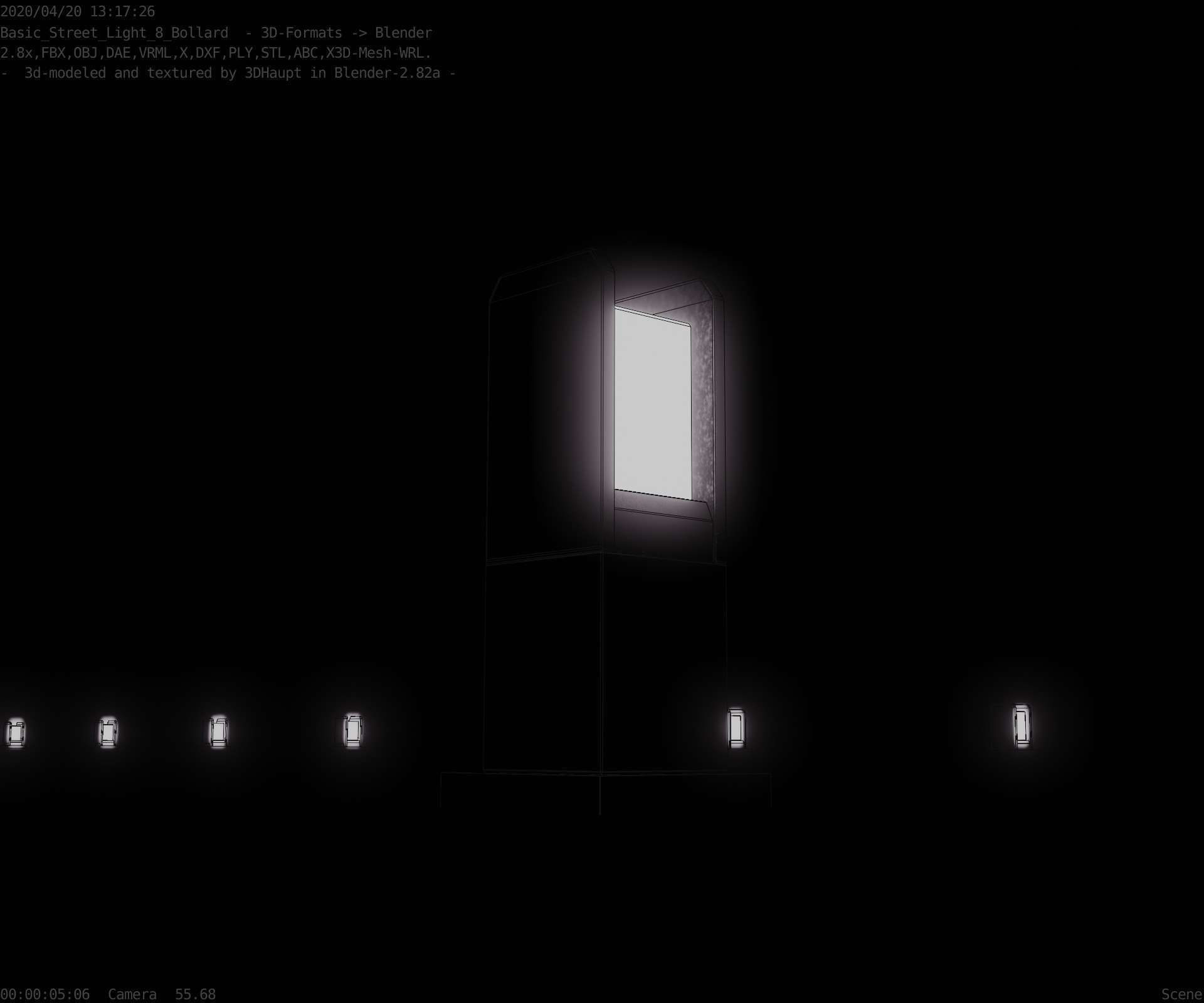 Street Light 8 Bollard 350mm Basic Version 1 Low-poly 3D model_49
